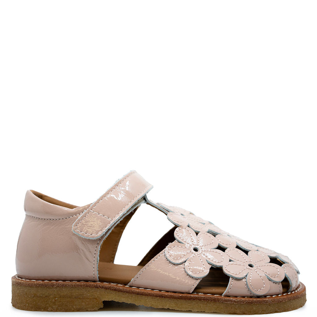 Angulus Rose Patent Leather Flower Cutout Sandals for Women - Elegant Summer Dress Sandals for Weddings, Parties & Beach Outings