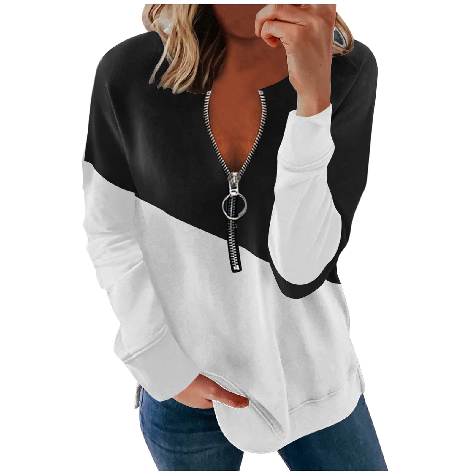 AIHOU Women's Zip Up Hoodies - 2022 Fall Fashion Long Sleeve Sweatshirt for Winter & Autumn | Cozy Casual Wear for Outdoors, Workouts & Lounge