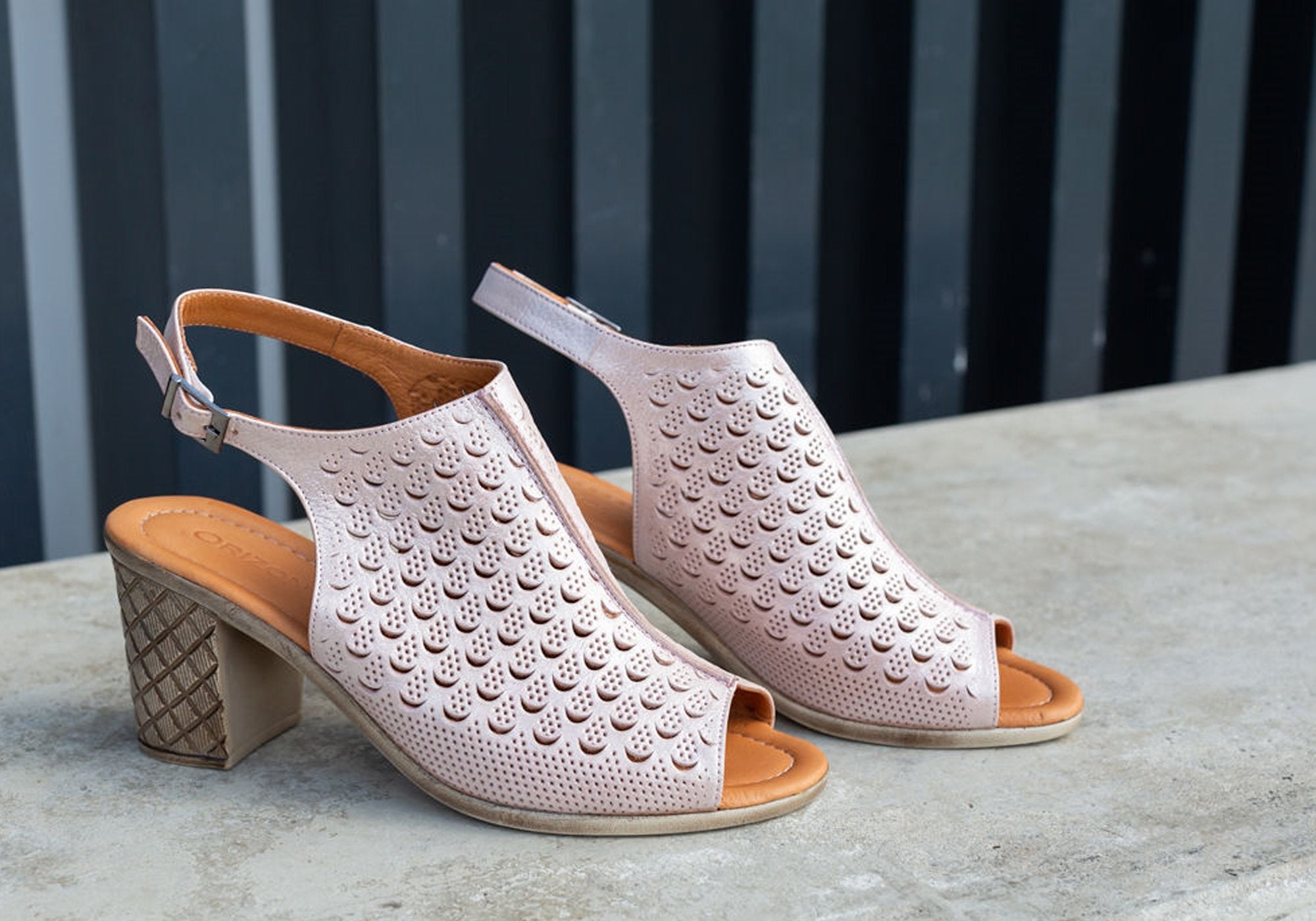 Orizonte Hana Women's Comfortable Mid Heel Sandals - Genuine European Leather - Perfect for Office, Wedding & Summer Outfits