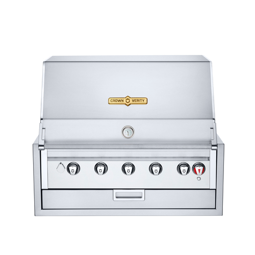 Crown Verity IBI36LP 36-Inch Built-In Propane Gas Grill with Roll Dome, Bun Rack & Cover - Perfect for Outdoor Kitchen, Backyard BBQ, and Patio Entertaining