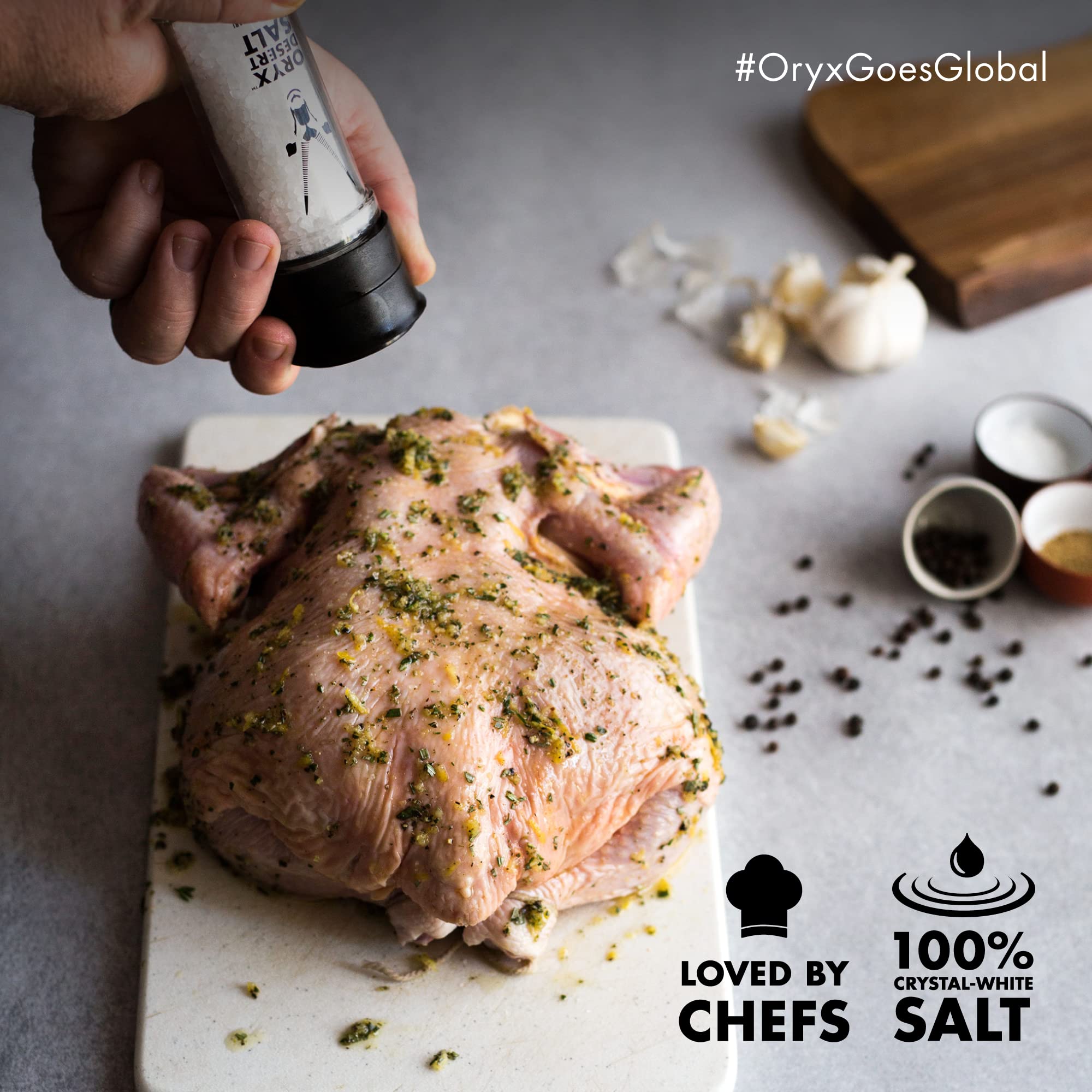 Premium Oryx Desert Sea Salt Grinder with Ceramic Mill - 3.52 oz Coarse Kosher Salt, Natural Organic Seasoning - Great Alternative to Himalayan & Rock Salt - Sourced from Kalahari Desert Salt Lakes | Perfect for Cooking, Grilling & Gourmet Dishes