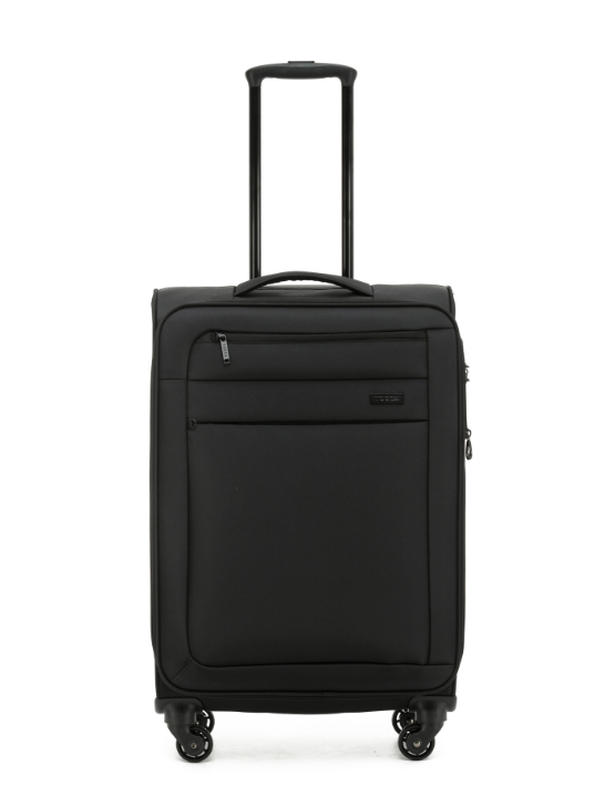 TOSCA SKY RUNNER 68CM Spinner Softside Luggage - Black Carry-On Suitcase for Travel, Business Trips & Weekend Getaways
