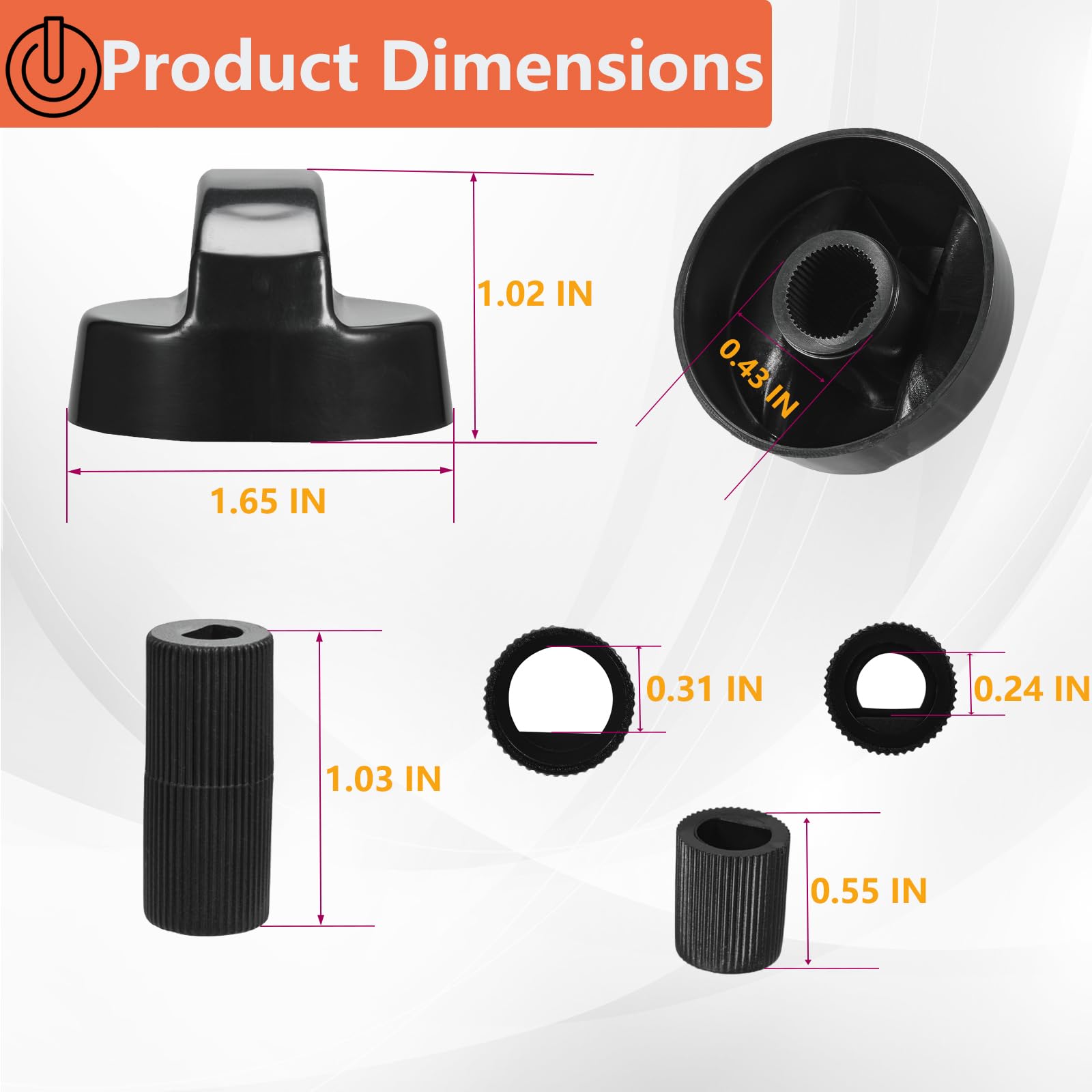 4 Pack Universal Stove Knobs with 12 Adapters - Fits Most Oven, Range & Stove Controls - Durable Black Replacement Knobs for Kitchen Appliances - Perfect for Gas & Electric Stoves, Ovens & Cooktops