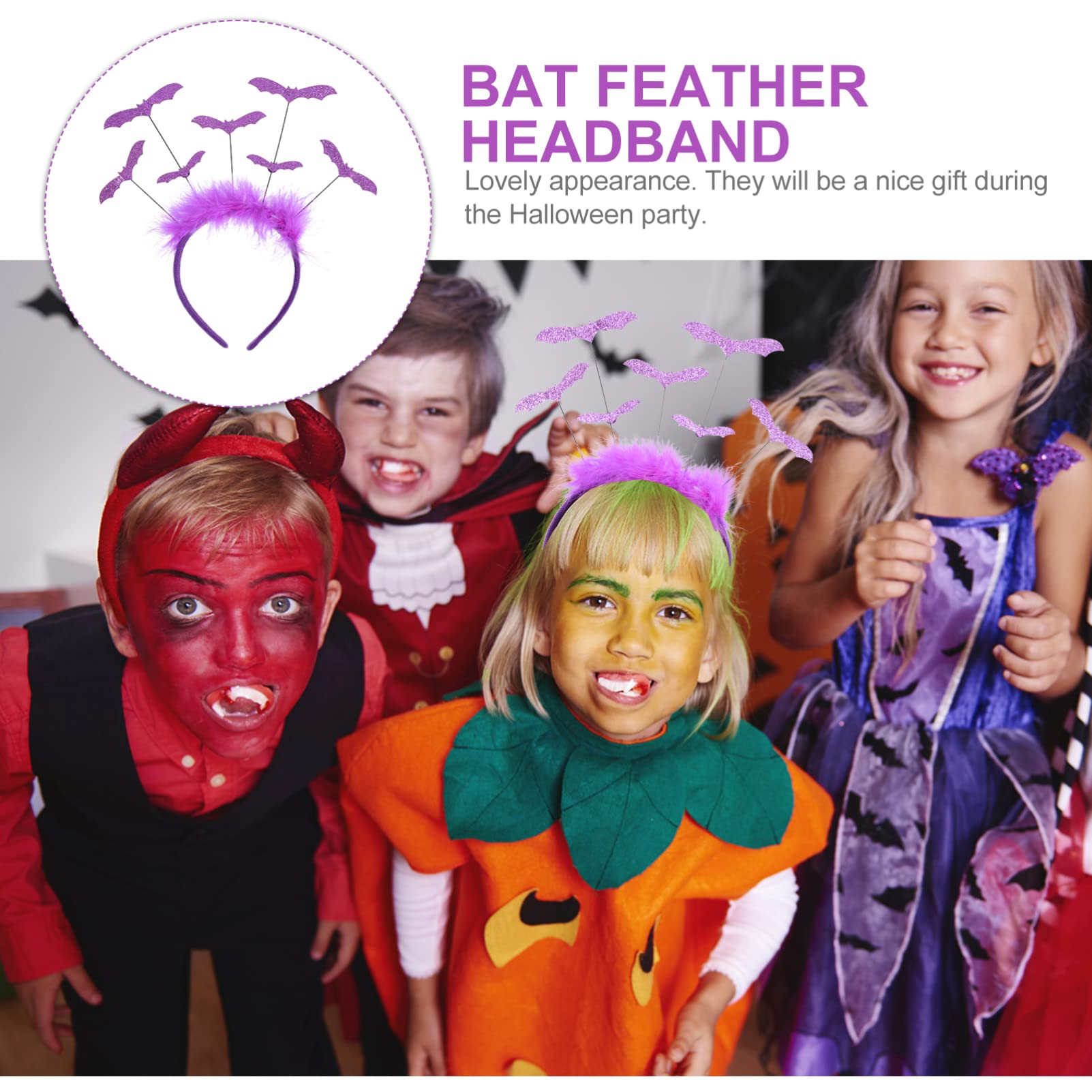FRCOLOR Glitter Bat Headbands for Women - Halloween Party Cosplay Hair Accessories, Purple Non-Woven Bat Wing Fascinator Hairpin - Perfect for Halloween Costumes, Cosplay Events & Themed Parties