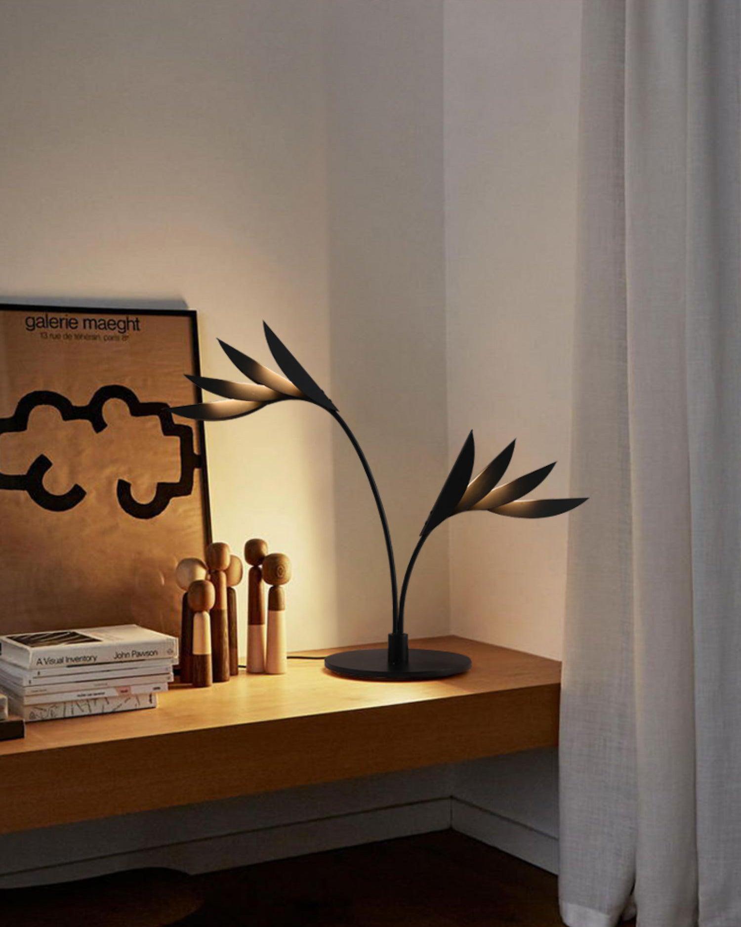 Double Leaf Table Lamp - Modern LED Desk Light with Adjustable Brightness for Home Office, Bedroom, and Study Room - Perfect for Reading, Working, and Relaxing