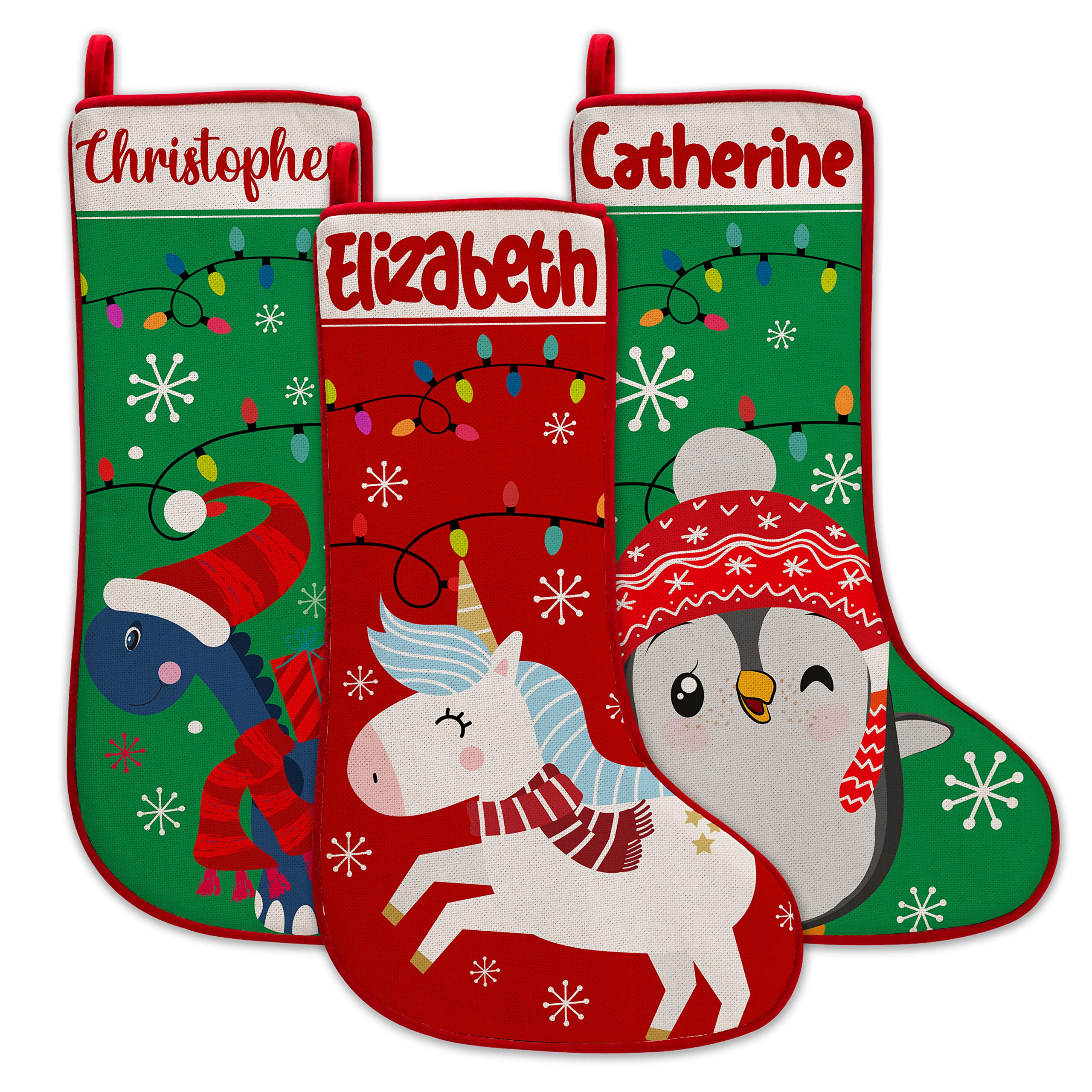 Personalized Christmas Stockings with Name - 6 Animal Themes & 6 Font Options - Custom Holiday Stockings for Family & Kids - Fireplace Decorations - Perfect for Christmas Gifts, Home Decor & Holiday Celebrations