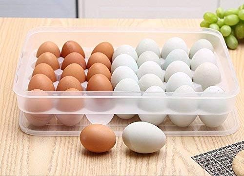 24 Grid Stackable Plastic Egg Storage Container with Lid - Transparent Fridge Organizer Tray for Eggs - Perfect for Kitchen, Refrigerator & Pantry Organization (1 Pack)