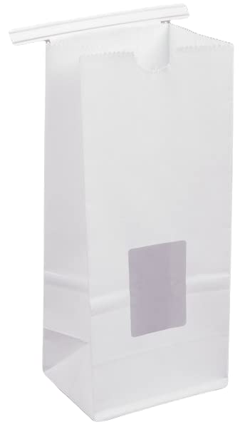 Premium 1/2 LB White Paper Bakery Bags with Square Window & Tin Tie Lock - 25 Pack for Cookies, Coffee, Pastries & Baked Goods - Ideal for Home Bakeries, Cafes & Gift Packaging