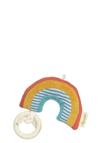 Organic Rainbow Rattle - Natural Wooden Baby Teether Toy for Newborns & Infants | Safe Non-Toxic Sensory Toy for Early Development | Perfect for Playtime, Baby Showers & Nursery Decor