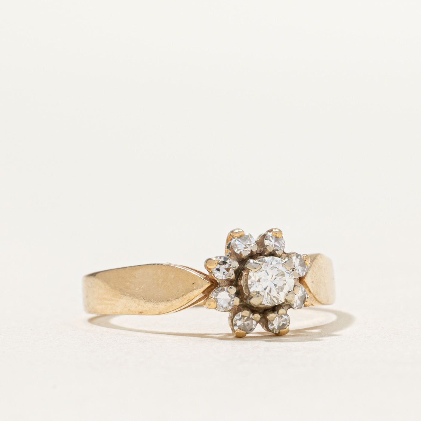 0.36ctw Diamond Petal Reverse Tapered Ring - Size 7 | Vintage Inspired Wedding Band, Anniversary Gift for Her | Perfect for Engagement, Proposal & Special Occasions
