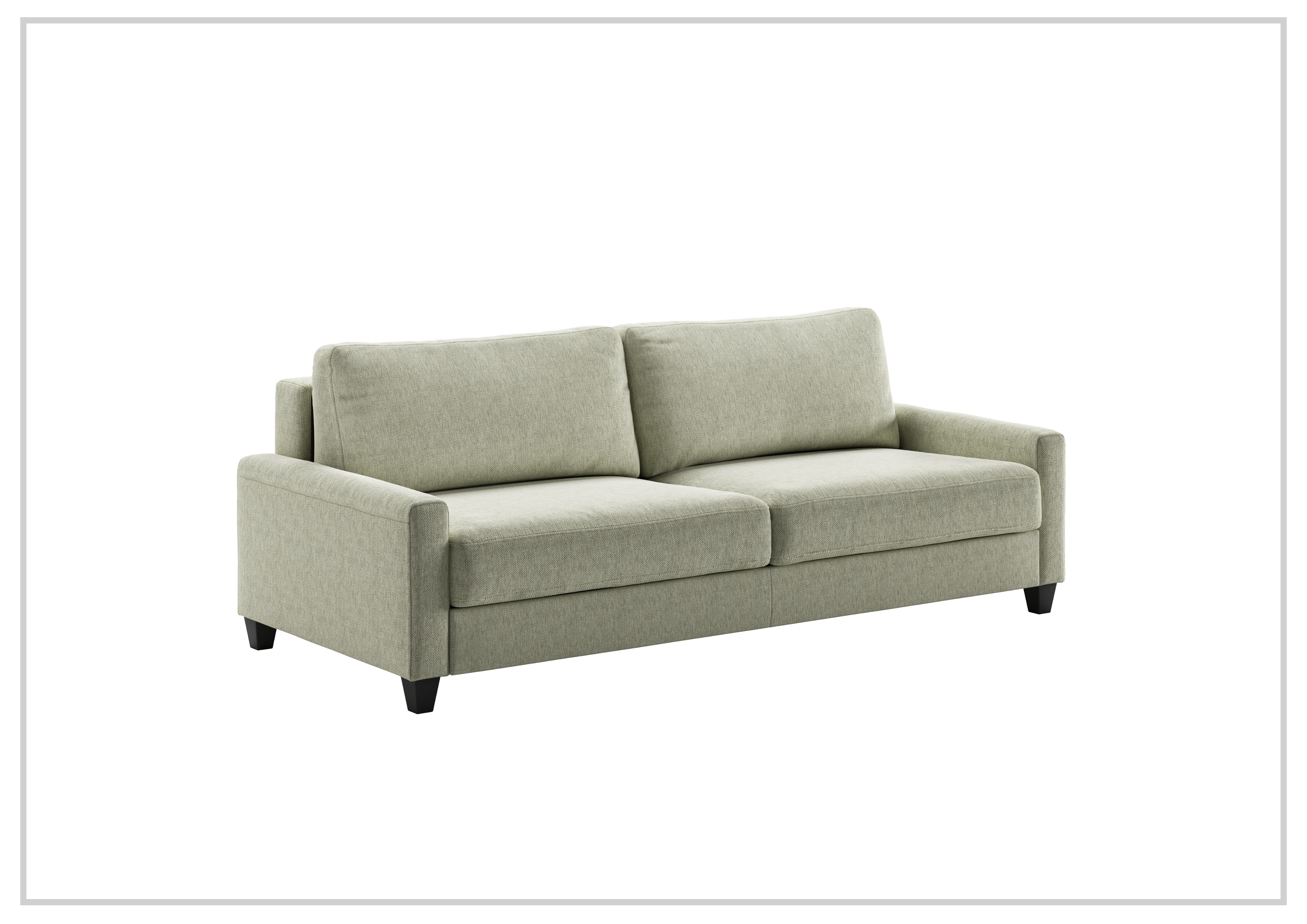 Luonto Nico Fabric Sleeper Sofa - Convertible Bed with Walnut or Chrome Legs - Full, Queen & King Size Options - Perfect for Small Spaces, Guest Rooms & Apartments