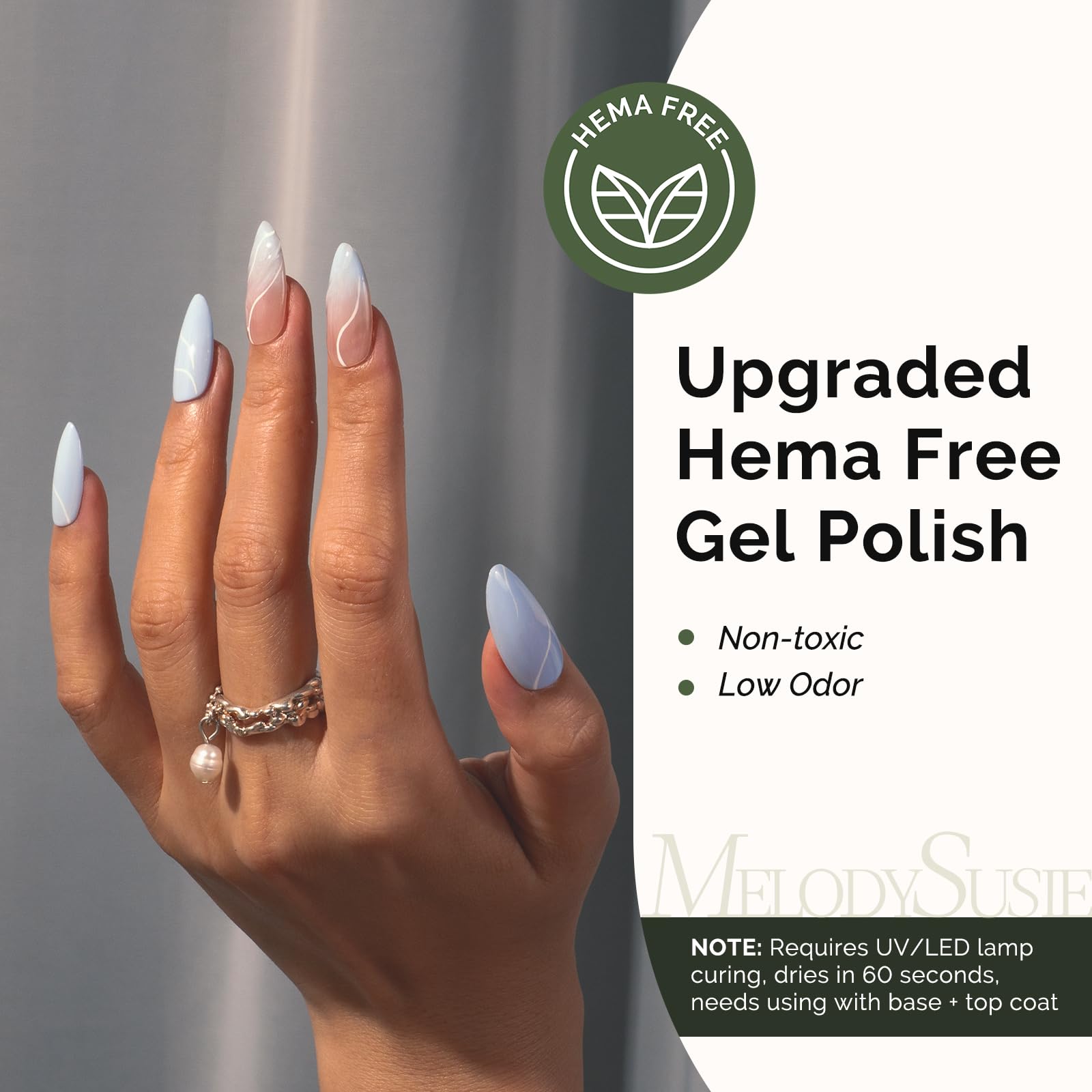 MelodySusie Hema Free Gel Nail Polish - 0.5 Fl Oz Thick Light Blue Soak Off UV/LED Polish | Non-Toxic, Long Lasting, Salon Quality | DIY Manicure & Nail Art at Home | Perfect for Parties, Weddings, and Everyday Wear