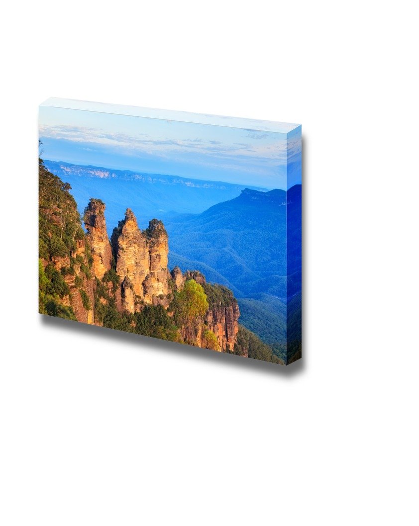 Stunning Three Sisters Blue Mountains Australia Landscape Canvas Wall Art - 24x36 Inch - Perfect for Living Room, Bedroom & Office Decor