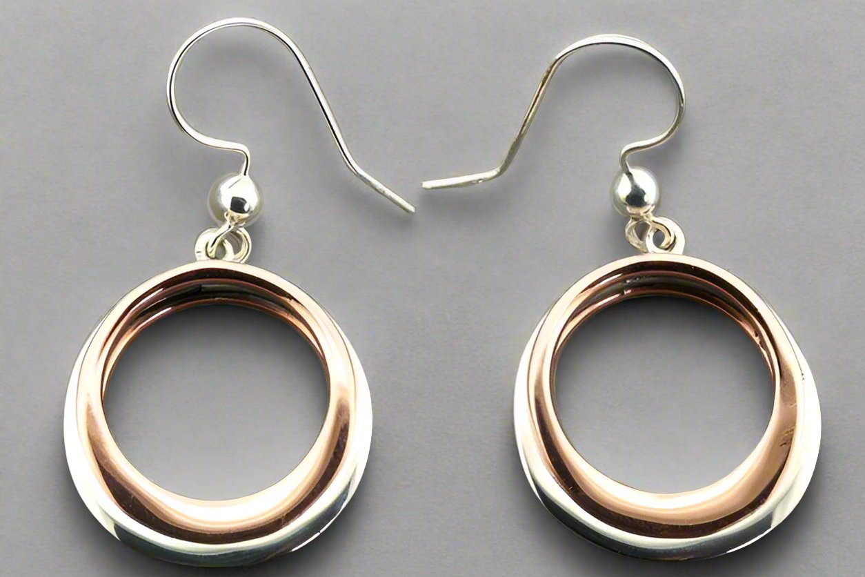 Flattened Copper & Silver Earrings for Women - Handmade Boho Jewelry - Perfect for Casual Wear, Parties & Gifts