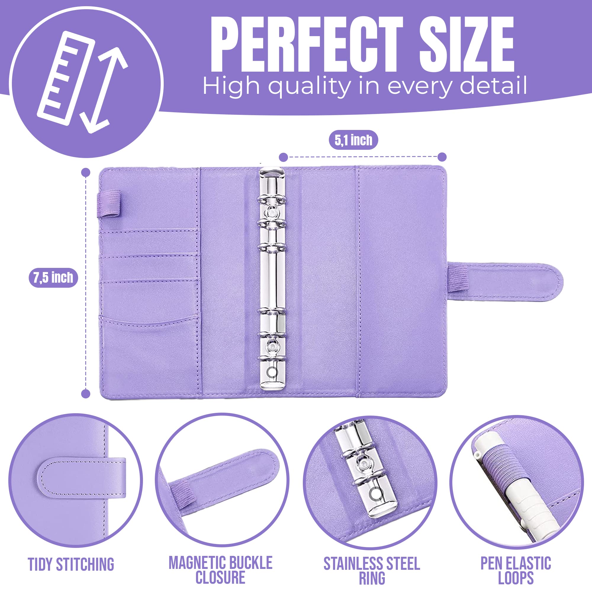 Budget Binder with Zipper Envelopes | Money Organizer for Cash System | Purple Financial Planner for Saving & Budgeting - Perfect for Home Finance, Dave Ramsey Envelope Method, and Personal Money Management