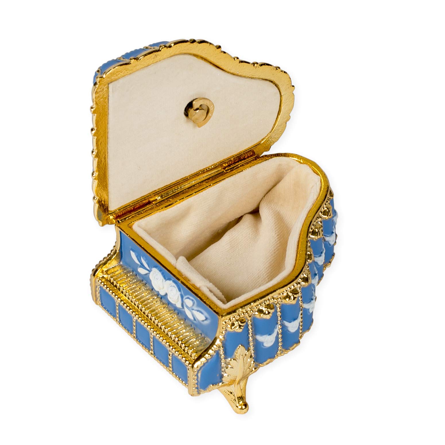 Elegant Blue Floral Piano-Shaped Music Box & Jewelry Box - Plays 'Für Elise' - Perfect for Gift Giving, Home Decor, and Jewelry Storage