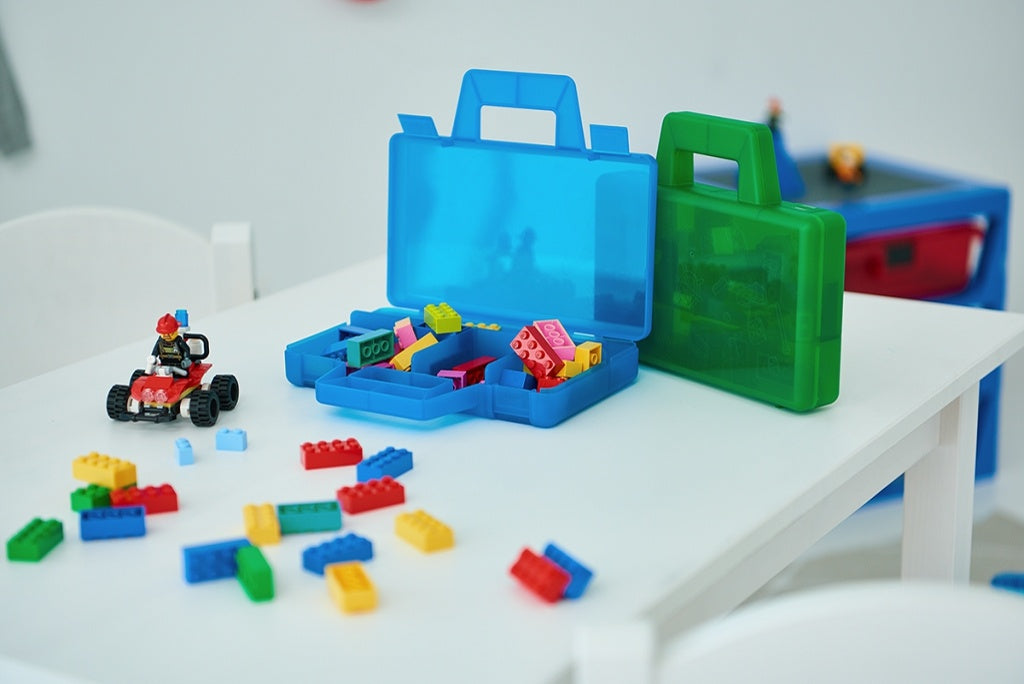 Lego Sorting Case To Go - Transparent Green Storage Box for Organizing Lego Bricks | Perfect for Travel, Home & Classroom Organization