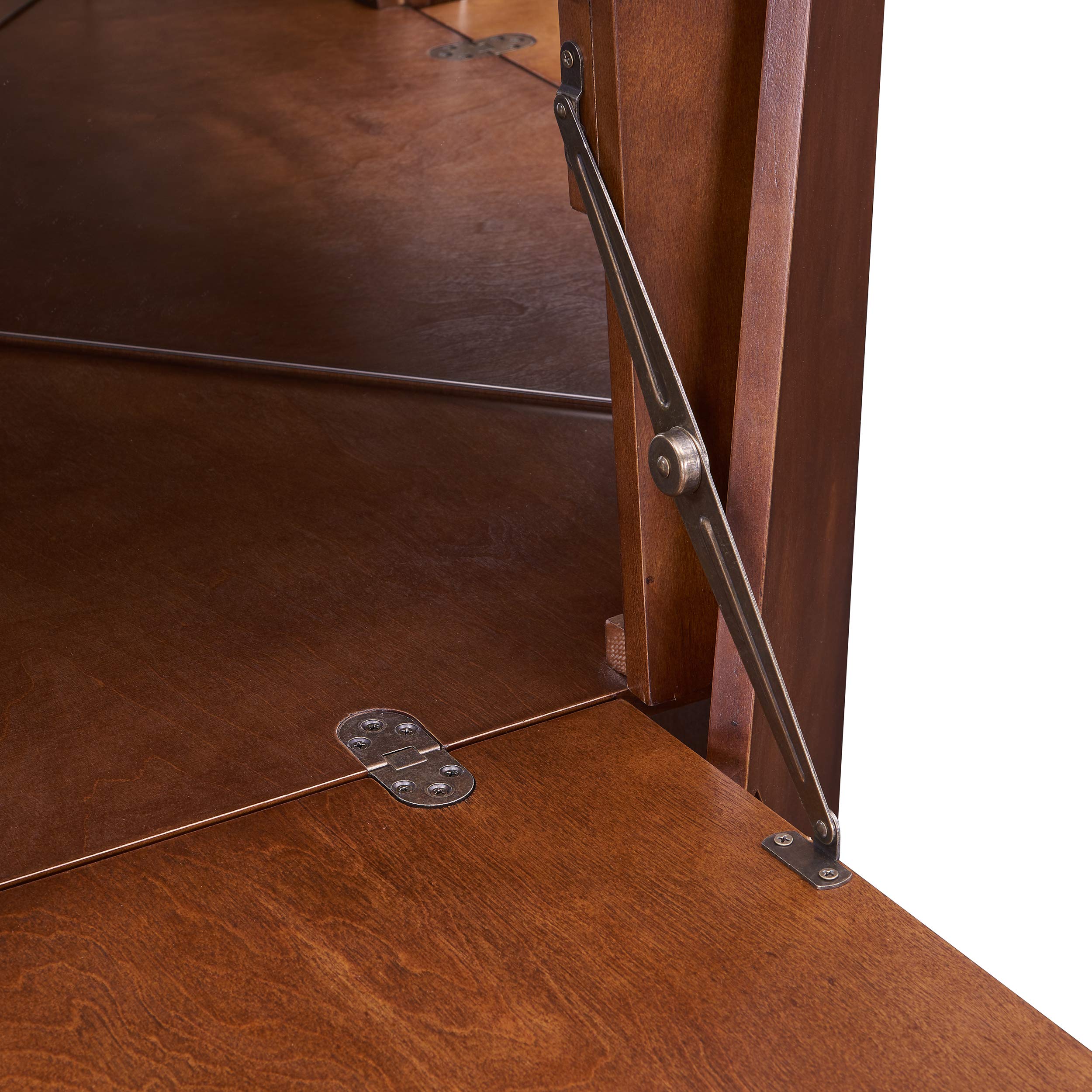 Larson Corner Storage Bar Cabinet - Brown Wooden Cabinet with Shelves & Doors for Living Room, Dining Room, or Home Bar - Space-Saving Furniture for Small Spaces