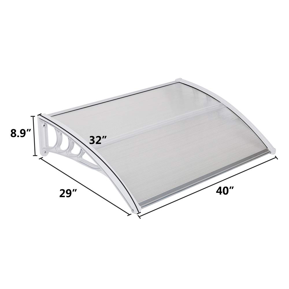 MYTUNES HT-100 80x100cm Clear Window Rain Cover with White Holder - Waterproof Door & Eaves Protection for Home, Patio, and Outdoor Use