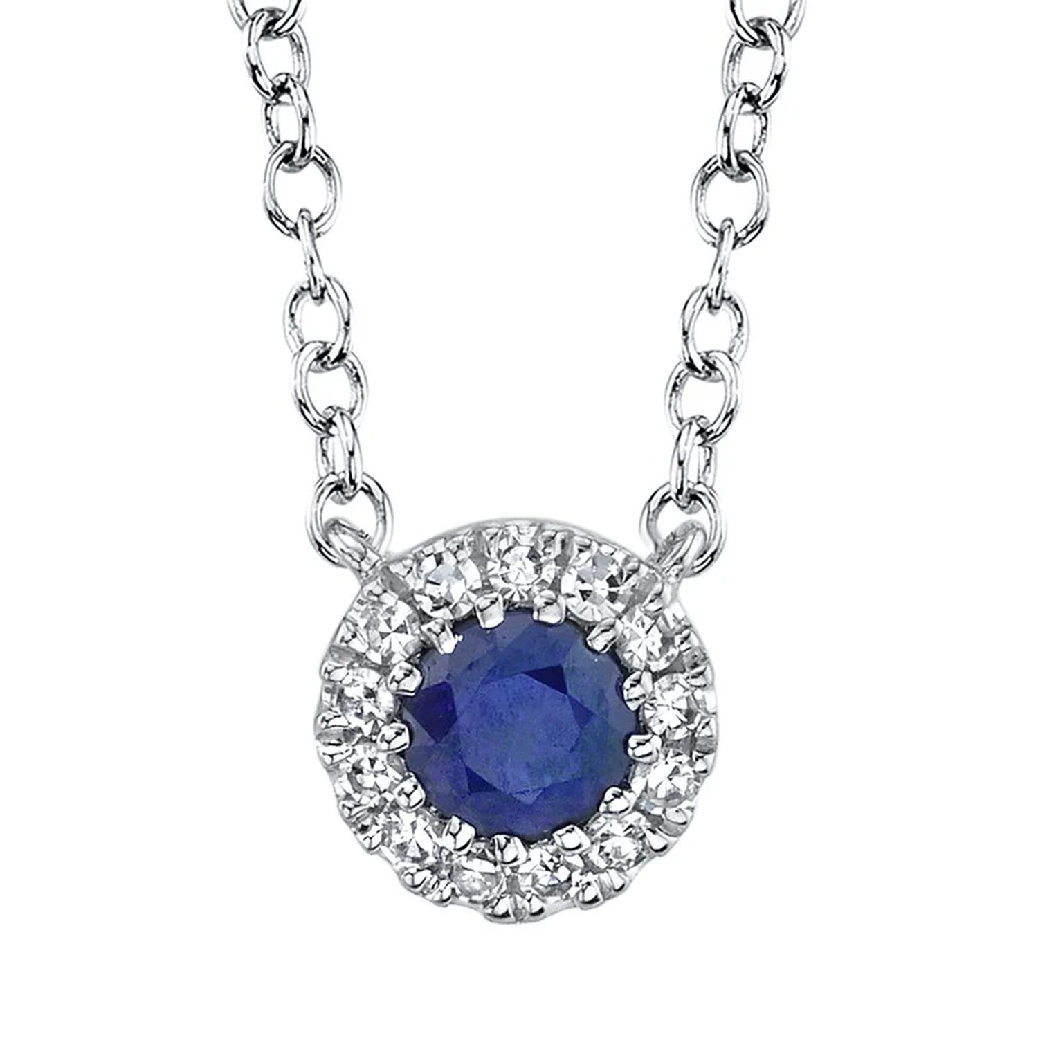 0.04 Ct Diamond & 0.14 Ct Blue Sapphire Sterling Silver Pendant Necklace for Women - Elegant Jewelry Gift for Anniversary, Birthday & Special Occasions