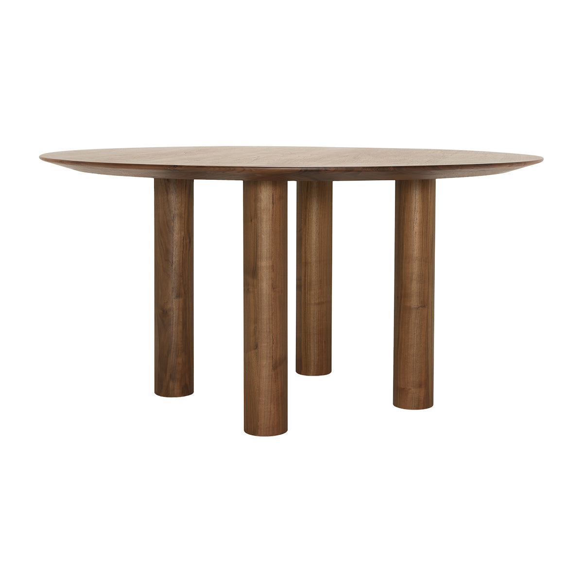 Round Walnut Dining Table 60 Inch - Modern Wooden Kitchen Table for Family Gatherings & Dinner Parties
