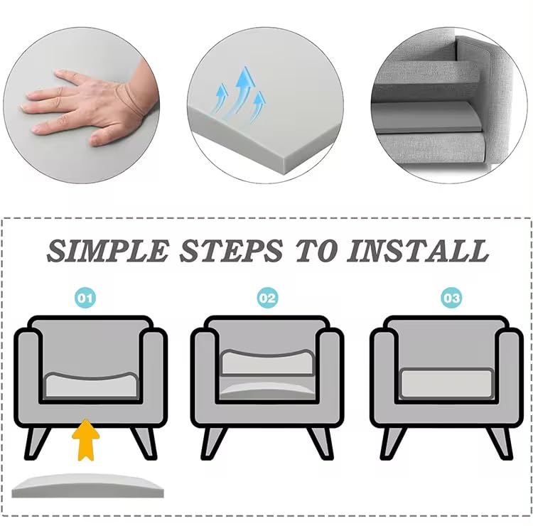High-Density Foam Seat Cushion Replacement (1.8 Density 44-ILD) - White Sofa Couch Loveseat Chair Support Cushion - Sag Repair & Reinforcement - 24
