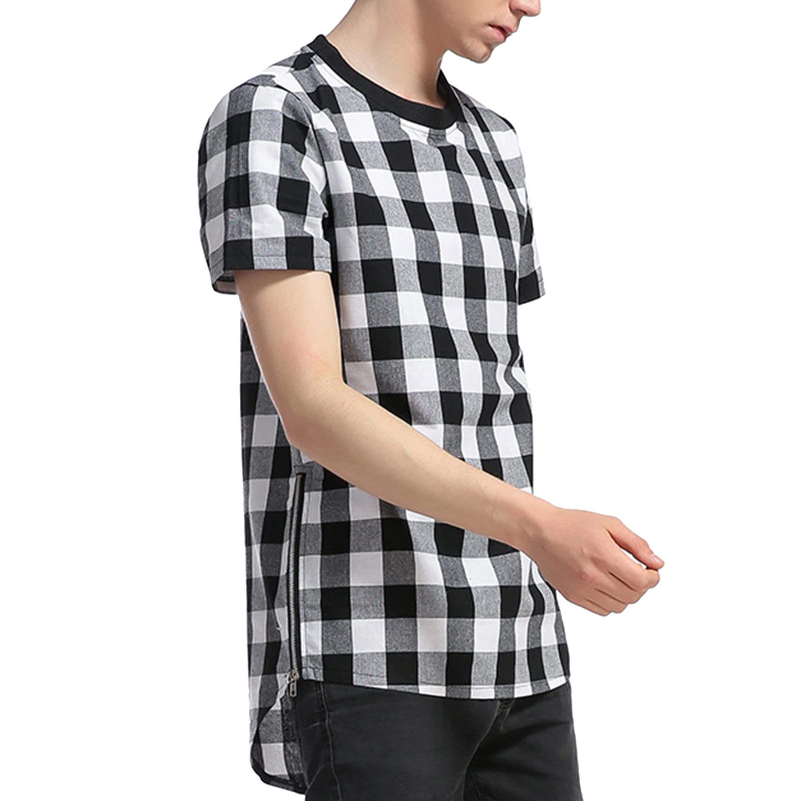 Men's Short Sleeve Plaid Henley Shirt - Designer Western Fit Sweatshirt for Casual Wear & Outdoor Activities | Perfect for Summer, BBQ Parties, and Weekend Outings