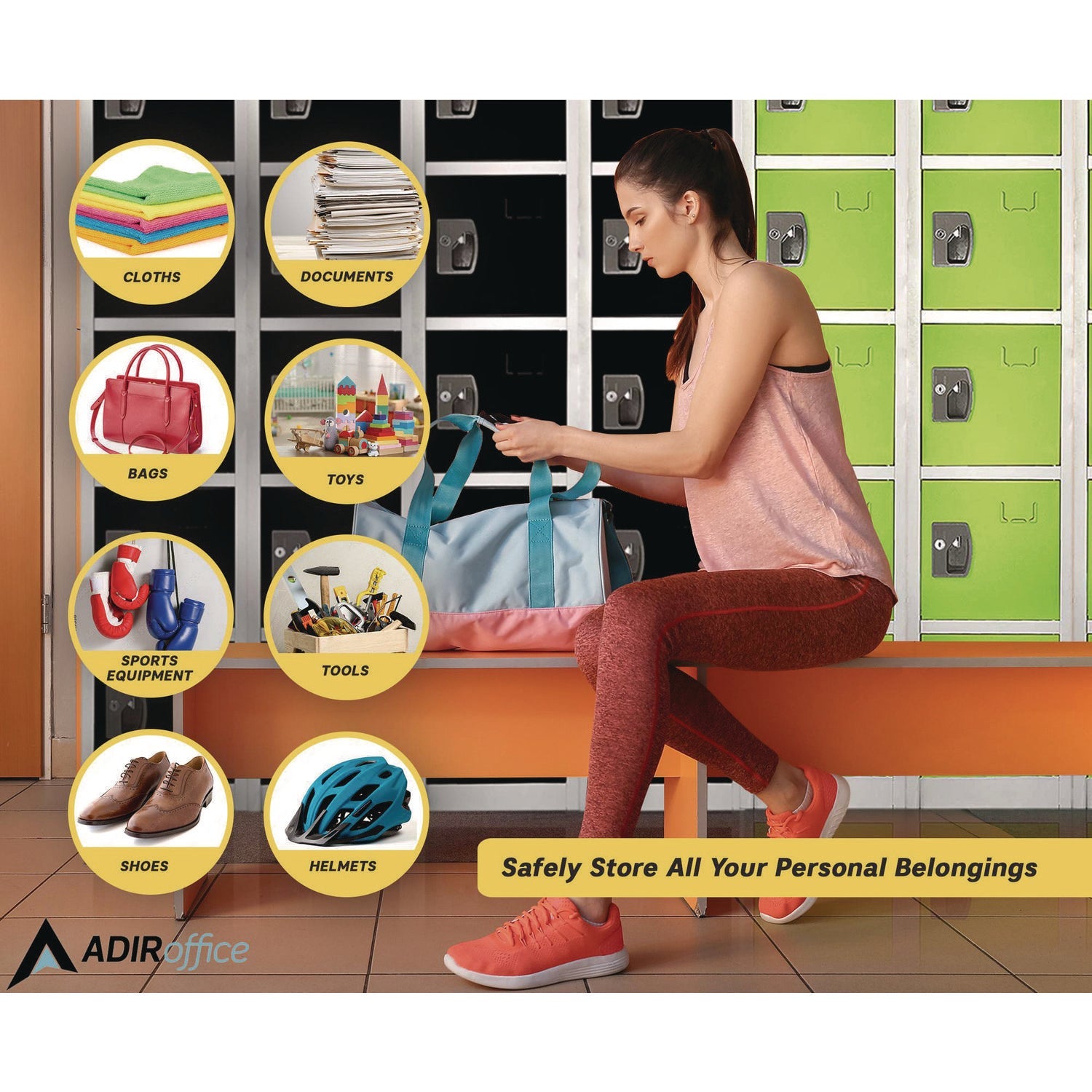 AdirOffice 6-Compartment Steel Storage Locker - 12