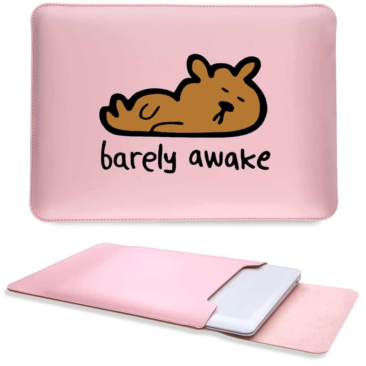 Cute Pink Faux Leather Laptop Sleeve for MacBook Pro 16