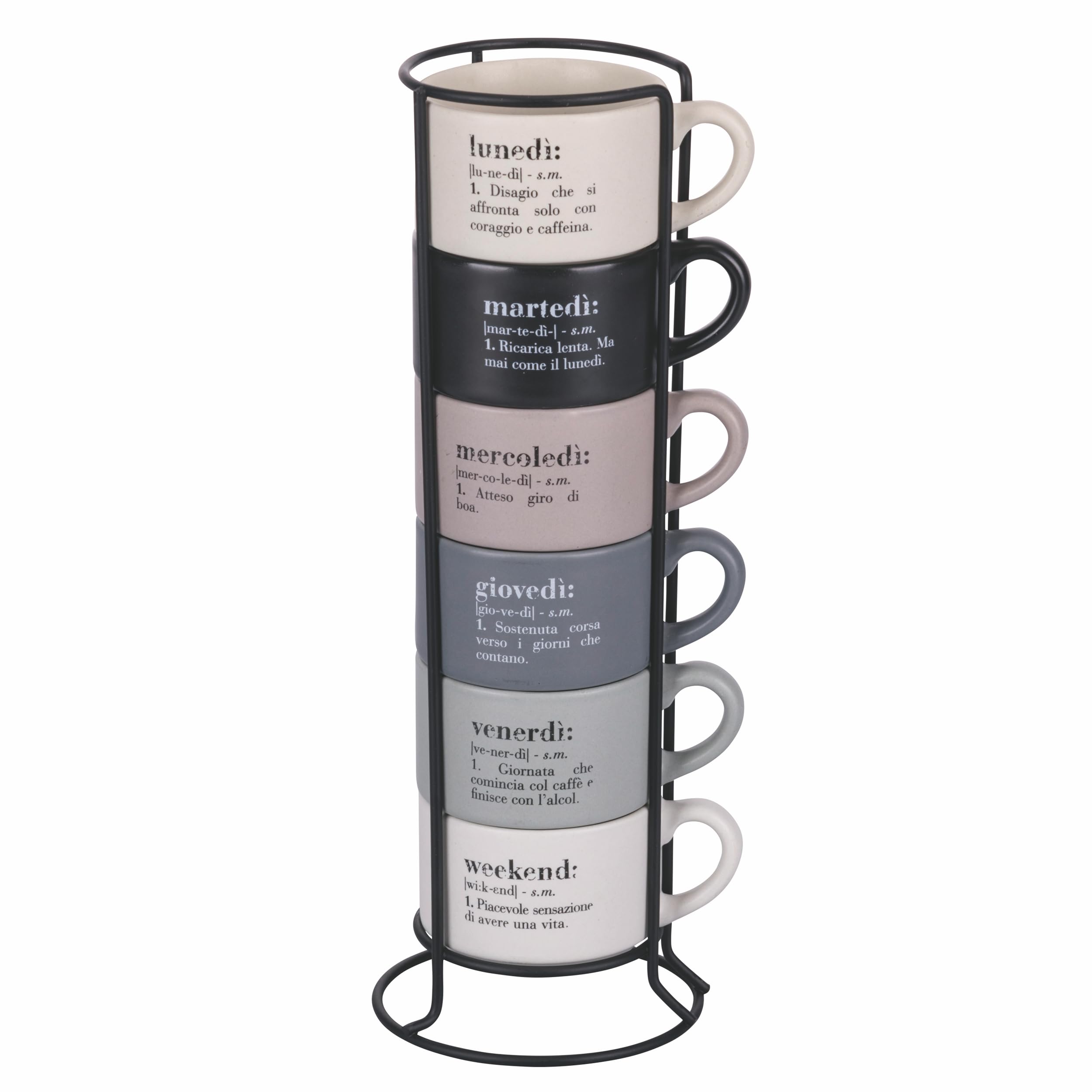 Villa d'Este Home Tivoli Porcelain Coffee Cup Set - 6 Pieces 90ml with Stand | Elegant Espresso Cups for Home, Cafe & Restaurant Use | Perfect for Entertaining Guests & Daily Coffee Rituals