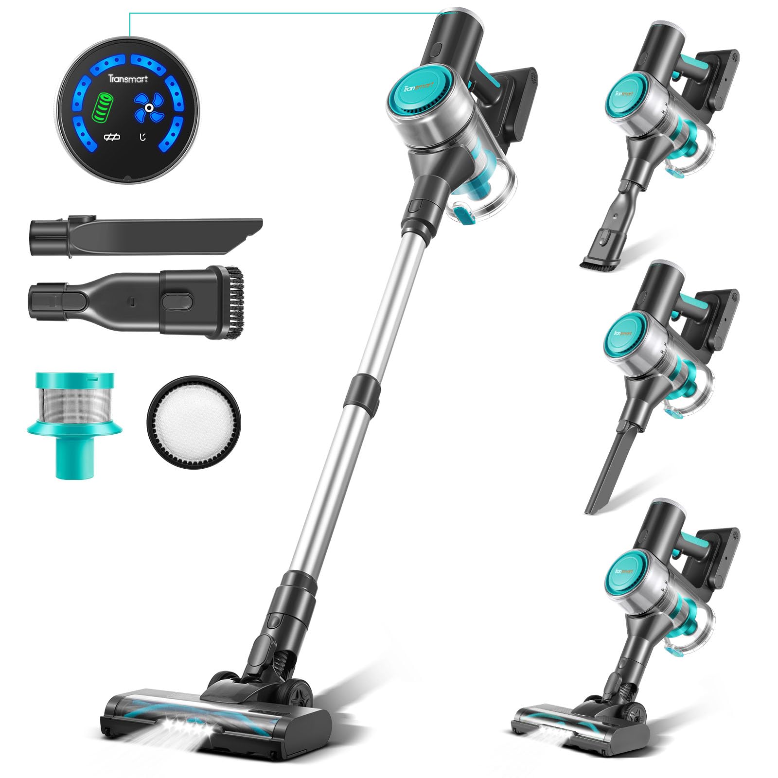 Transmart 25KPa Powerful Cordless Stick Vacuum Cleaner - 250W Lightweight Rechargeable Vacuum for Hard Floors & Pet Hair, 50 Min Runtime | Perfect for Home Cleaning, Pet Owners & Allergy Sufferers