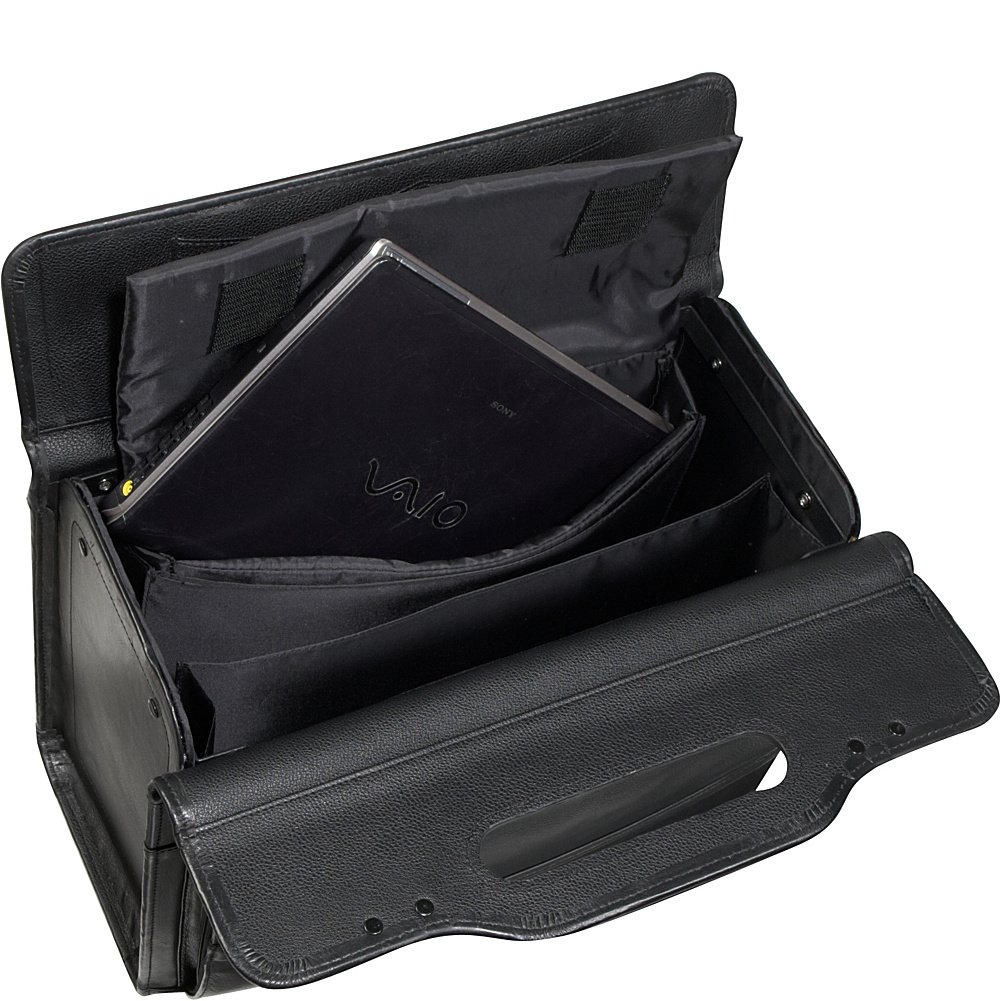 Leather Rolling Laptop Briefcase with Wheels - Durable Computer-Friendly Catalog Case (#1854-0) - Perfect for Business Travel, Office Commute & Professional Meetings