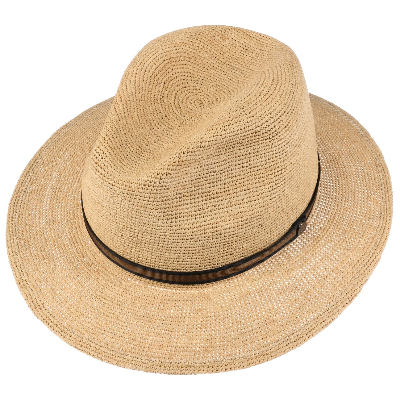 Borsalino Packable Crochet Straw Hat for Women - Lightweight Summer Beach Hat for Travel, Vacation & Outdoor Activities