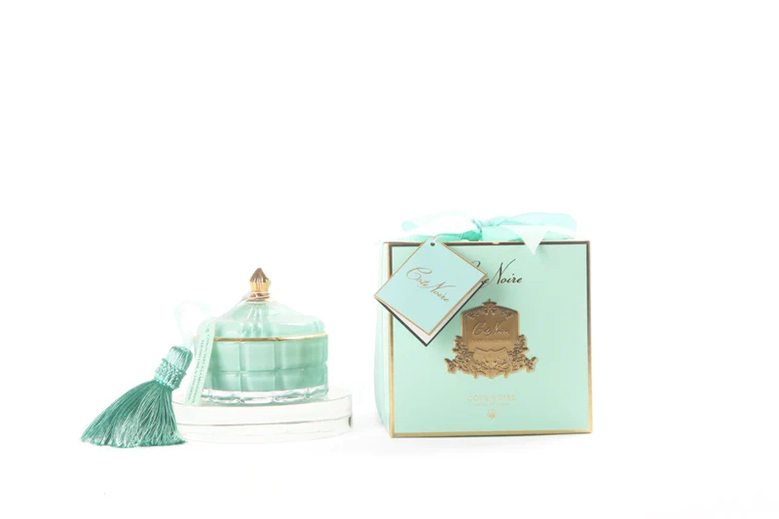 Luxury Cote Noire Tiffany Blue & Gold Art Deco Scented Candle - Persian Lime Fragrance | Home Decor, Wedding Centerpiece, Spa Relaxation Gift
