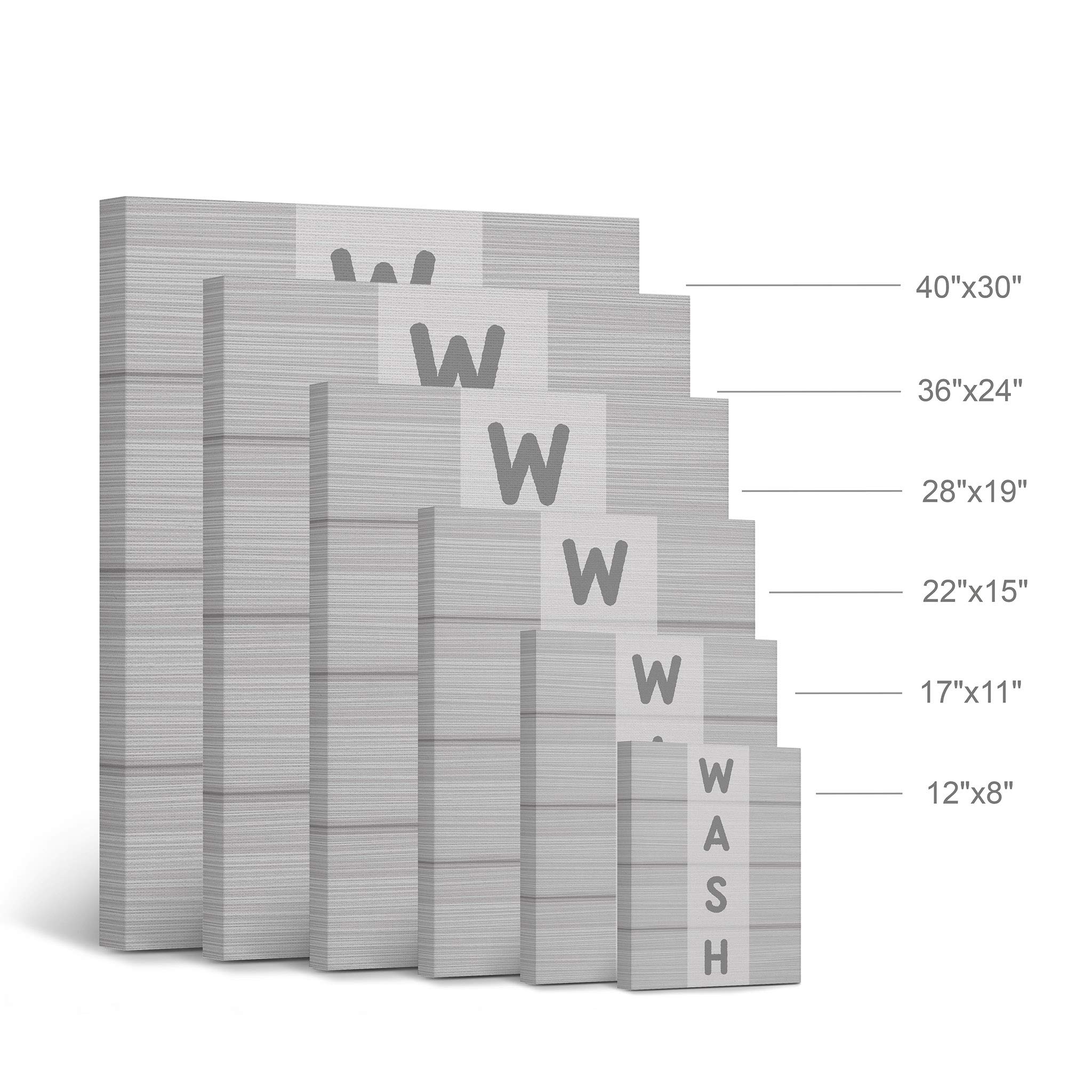 Funny Bathroom Canvas Print - Wash Grey Typography Wall Art for Home Decor | Ready to Hang 28x19 | Perfect for Powder Rooms & Guest Baths
