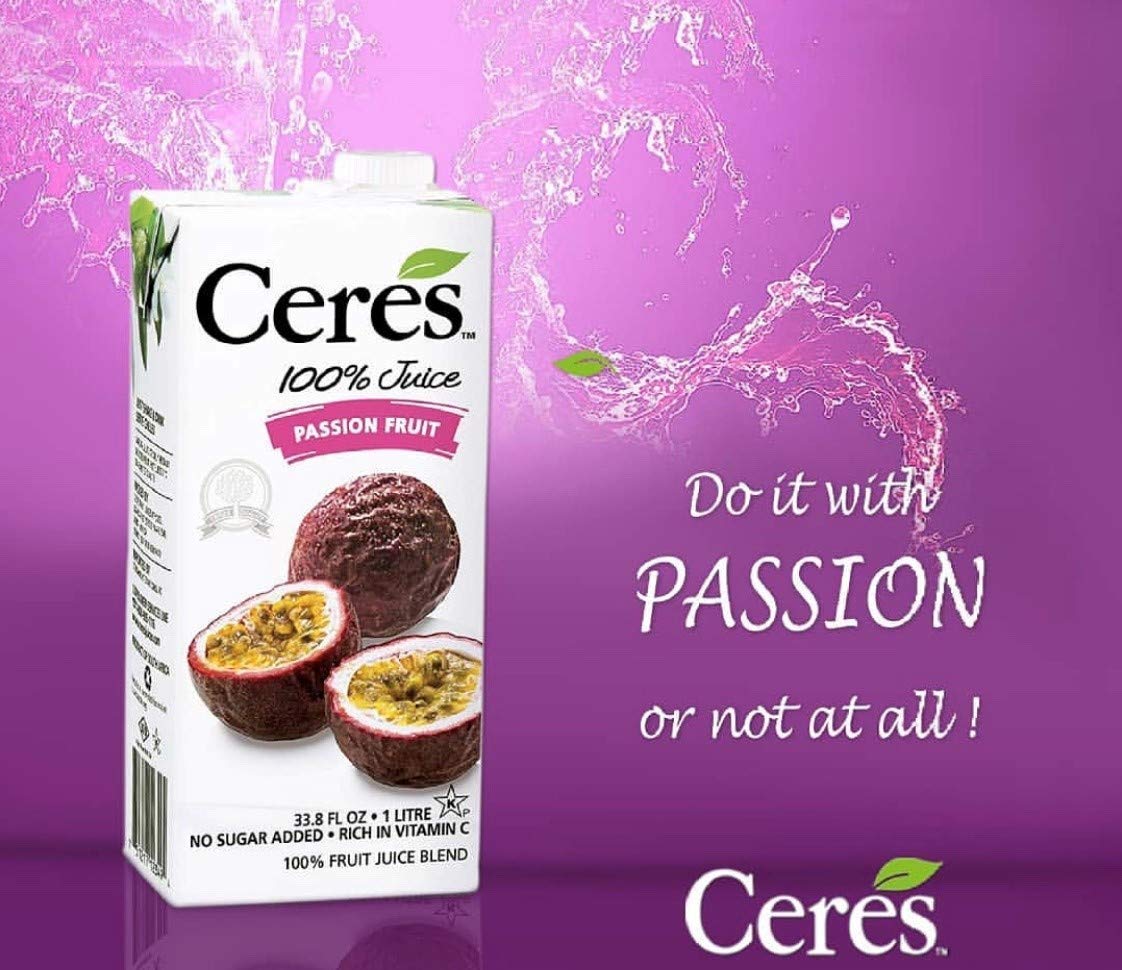 **Ceres 100% Natural Passion Fruit Juice Blend - Gluten Free, Vitamin C Rich, No Added Sugar or Preservatives, Cholesterol Free - 33.8 Fl Oz (Pack of 6) | Perfect for Smoothies, Cocktails & Healthy Hydration**