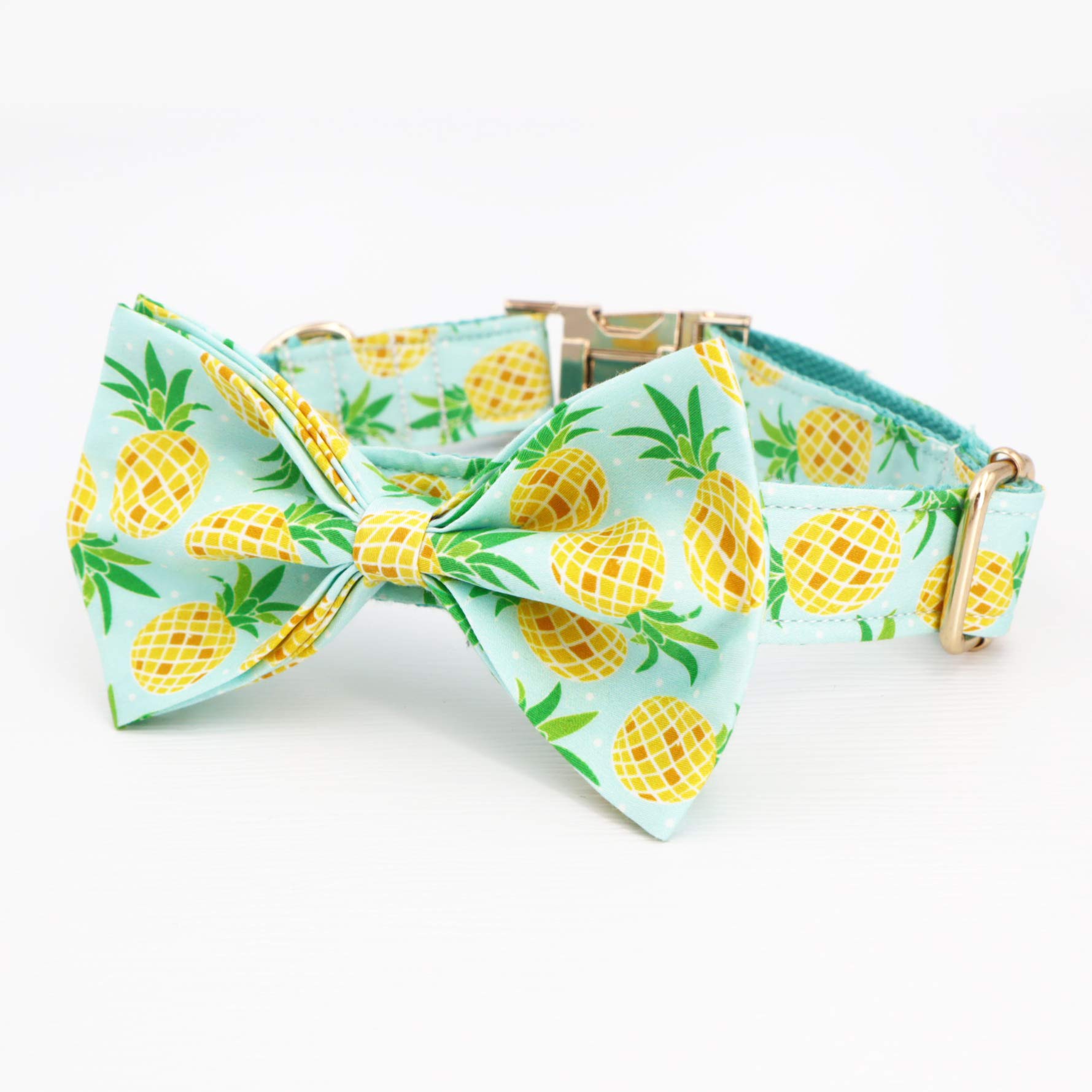 Pineapple Dog Collar with Bow - Adjustable Pet Collar for Small Medium Dogs - Cute Wedding & Party Accessories - Perfect for Special Occasions, Photo Shoots & Daily Walks