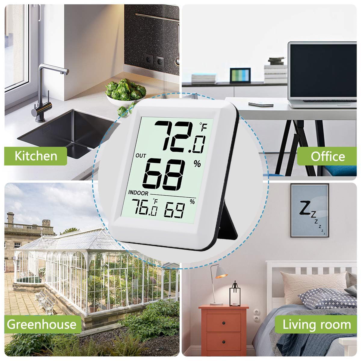 Wireless Digital Indoor Outdoor Thermometer Hygrometer - 328ft Range Weather Station with Remote Sensor, ℃/℉ Switch for Home, Office, Nursery | Monitor Temperature & Humidity for Baby Room, Greenhouse, Garage