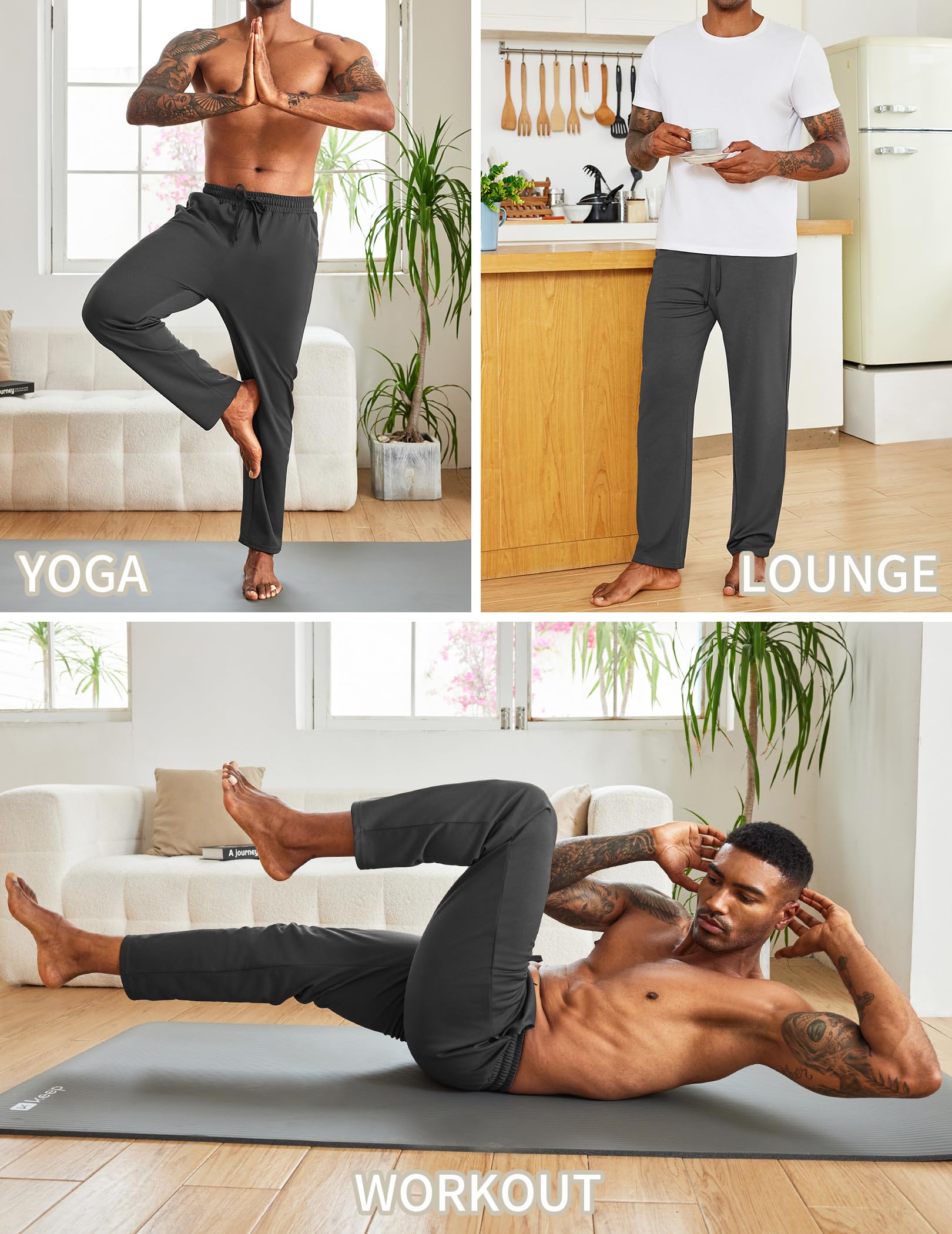 COOFANDY Men's Lightweight Yoga Sweatpants with Drawstring & Pockets - Athletic Lounge Pants for Yoga, Gym, Running & Casual Wear
