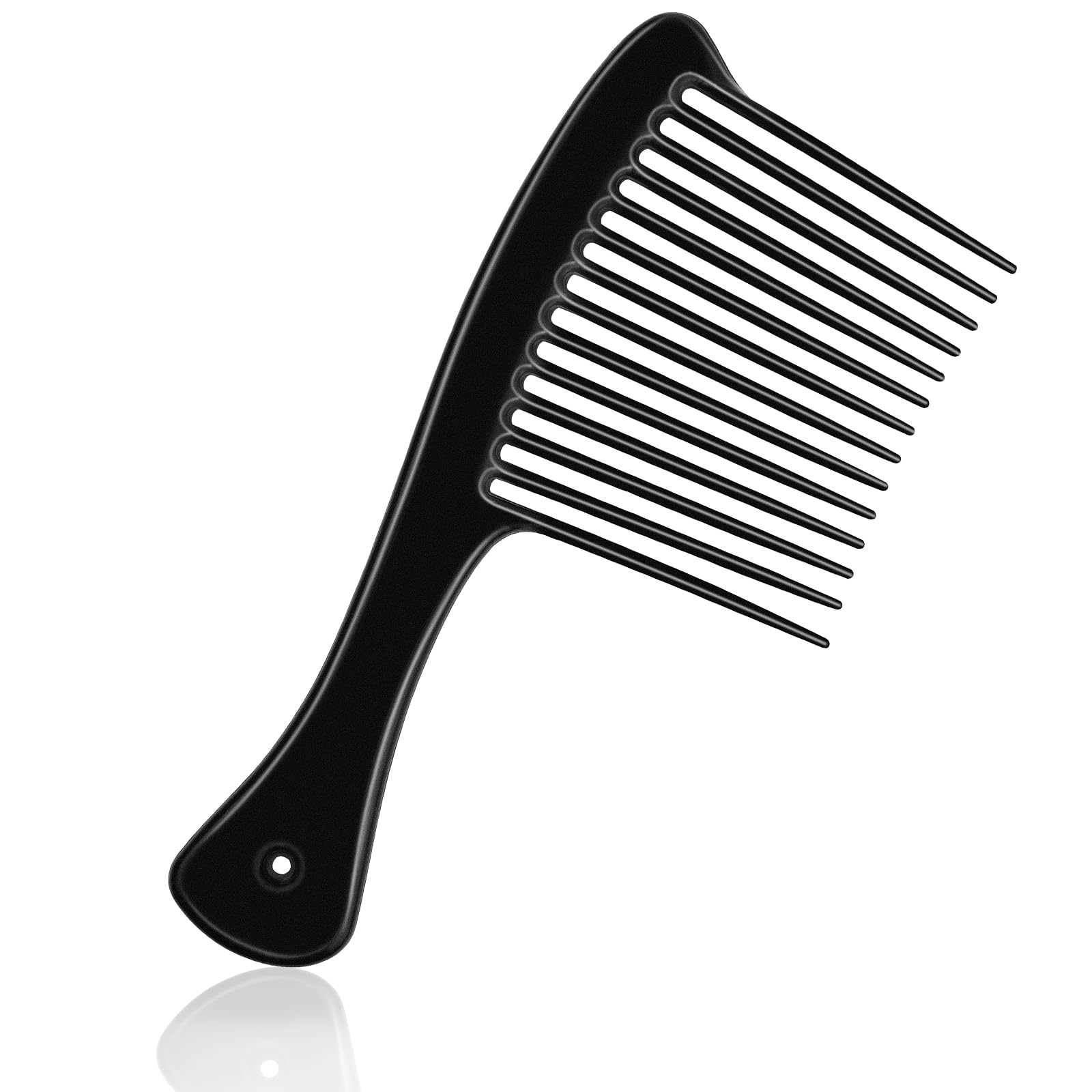 Wide Tooth Comb for Wet & Curly Hair - Thickened Detangling Shower Comb with Round Teeth - Gentle No Hair Damage Design - Perfect for Salon, Travel & Home Hair Care (Black)