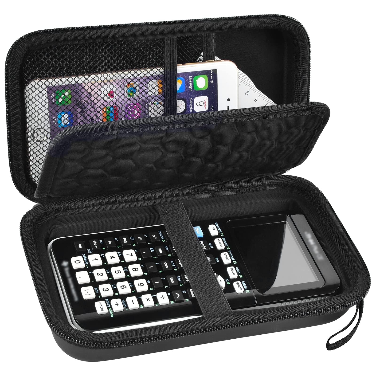 Premium Graphing Calculator Case for Texas Instruments TI-84 Plus/TI-83 Plus CE - Protective Storage Holder with Mesh Pockets for USB Cables, Pens, Pencils & School Supplies - Perfect for Classroom, Exams & STEM Learning (Box Only)