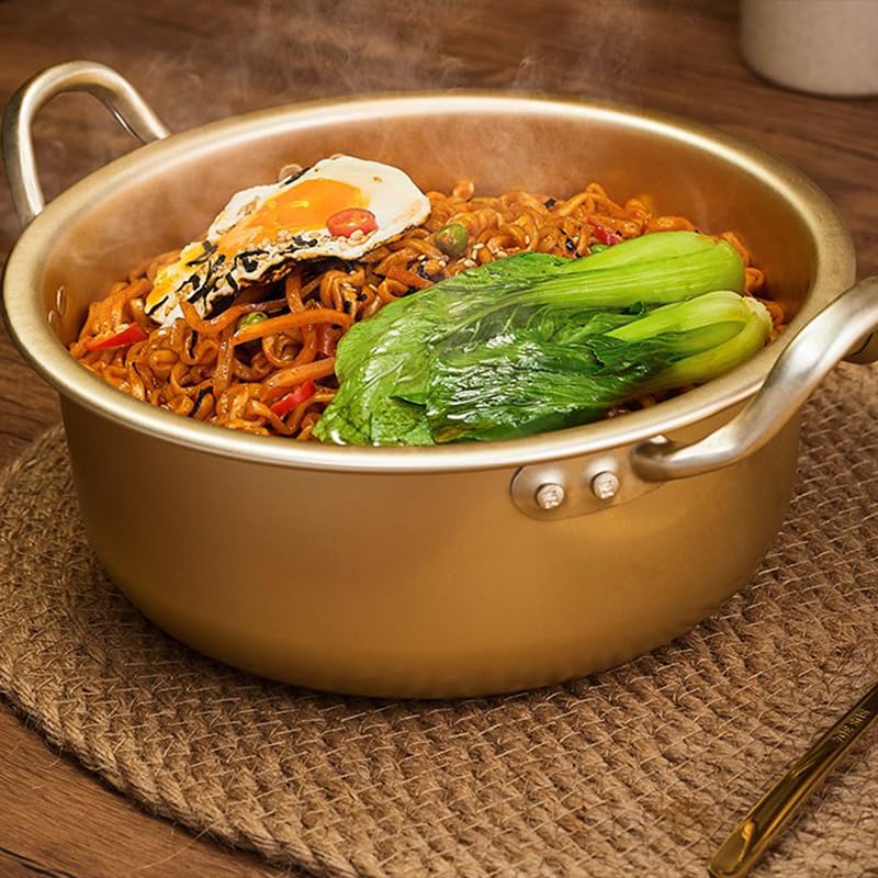 2 Pcs Korean Instant Noodle Pot with Lid - Small Saucepan for Ramen, Milk Boiling & Coffee - Durable Aluminum & Ceramic Stock Pot for Home, Baby Food & Oven Use - Perfect for Quick Meals & Kitchen Essentials
