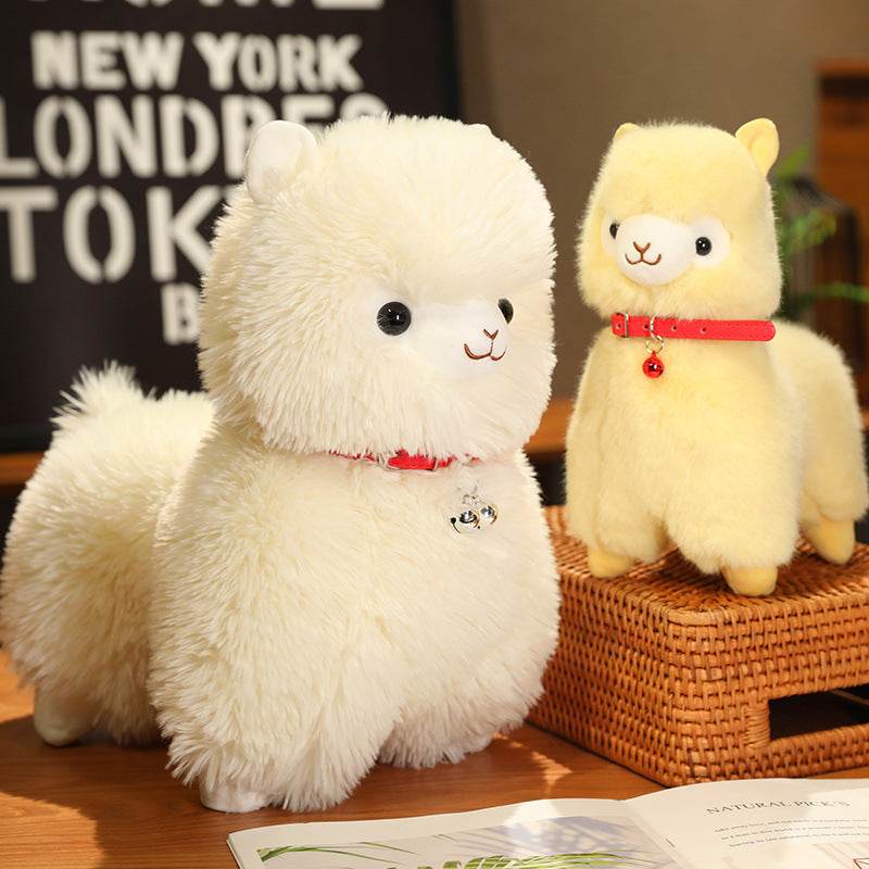 Cute White and Pink Fluffy Alpaca Stuffed Animal Plush Toy - Perfect for Kids' Bedroom Decor, Gifts, and Cuddling
