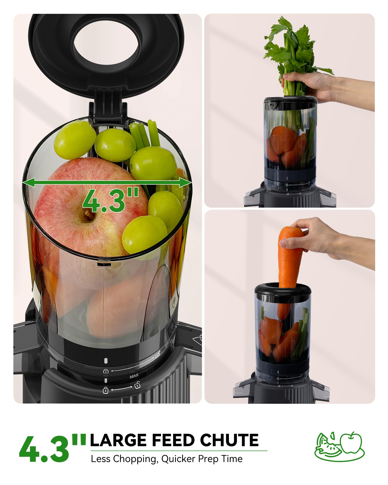 ACOQOOS Slow Masticating Juicer for Cold Press Juice - 4.3