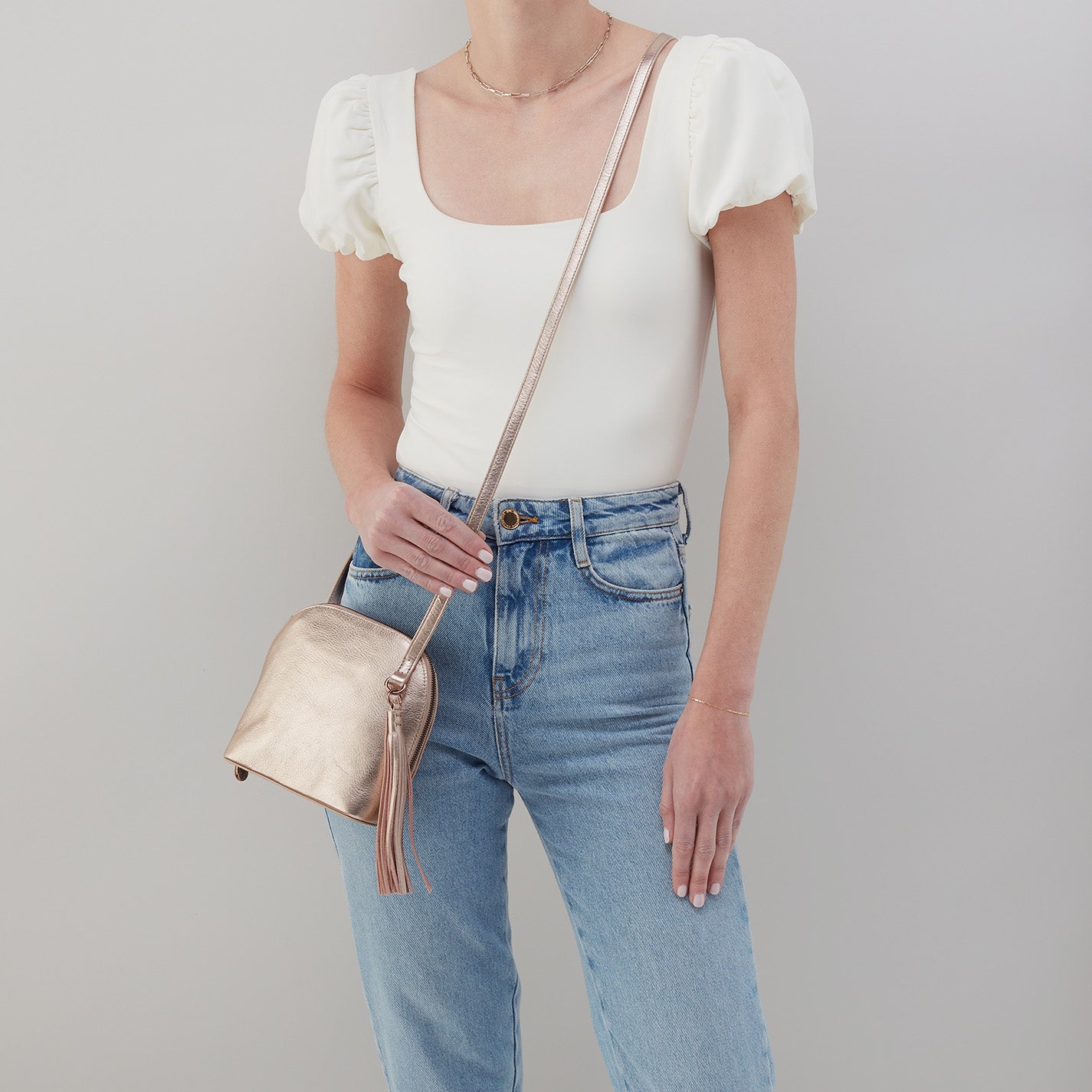 Nash Crossbody Bag in Pink Gold Metallic Leather - Stylish Women's Shoulder Purse for Everyday Use, Work & Date Night