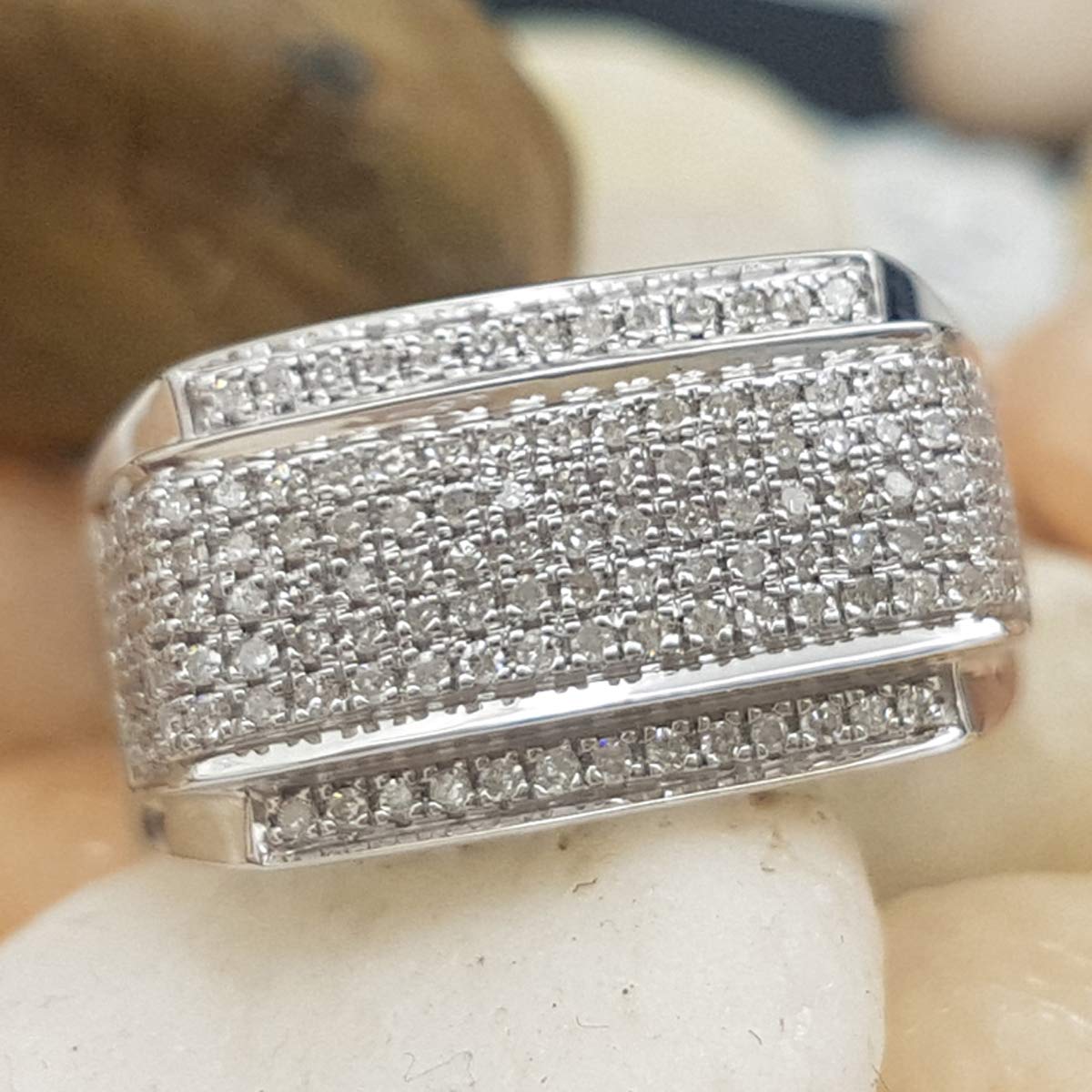 0.45 Carat Round White Diamond Men's Engagement Ring in 925 Sterling Silver - Dazzlingrock Collection Rectangular Composite Ring for Proposals, Weddings & Anniversaries