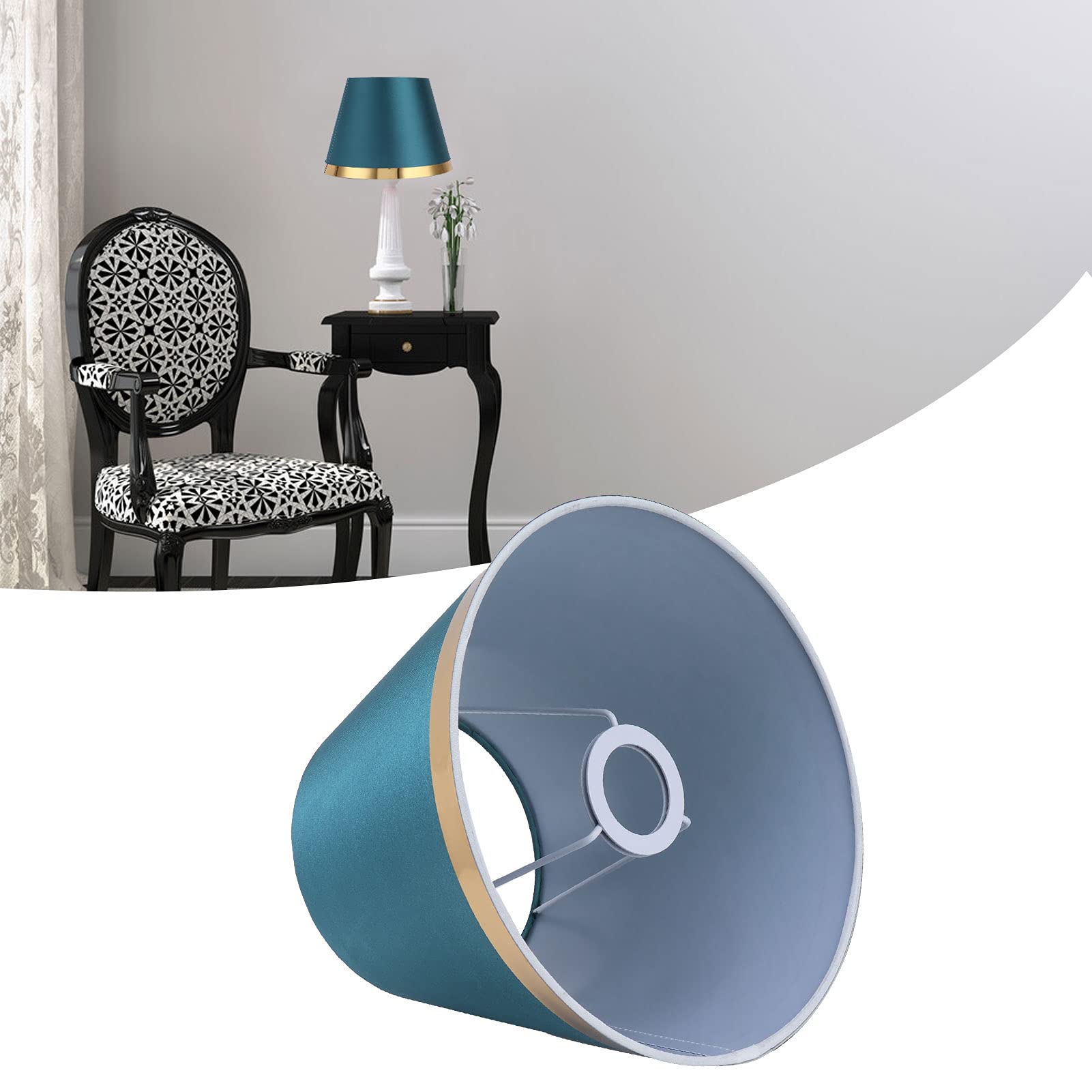 10 x 7.8in E27 Fabric Lamp Shade - European Style Simple Durable Lampshade for Table & Floor Lamps - Home Decor Lighting Accessory (Green) - Perfect for Living Room, Bedroom & Office Lighting