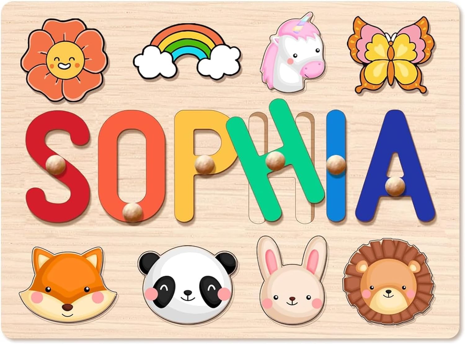Personalized Wooden Name Puzzle for Kids - Custom Christmas, Easter & 1st Birthday Gifts - Early Learning Toys for Toddlers (Baby Boy & Girl) - Perfect for Easter Basket Stuffers, Nursery Decor & Preschool Education