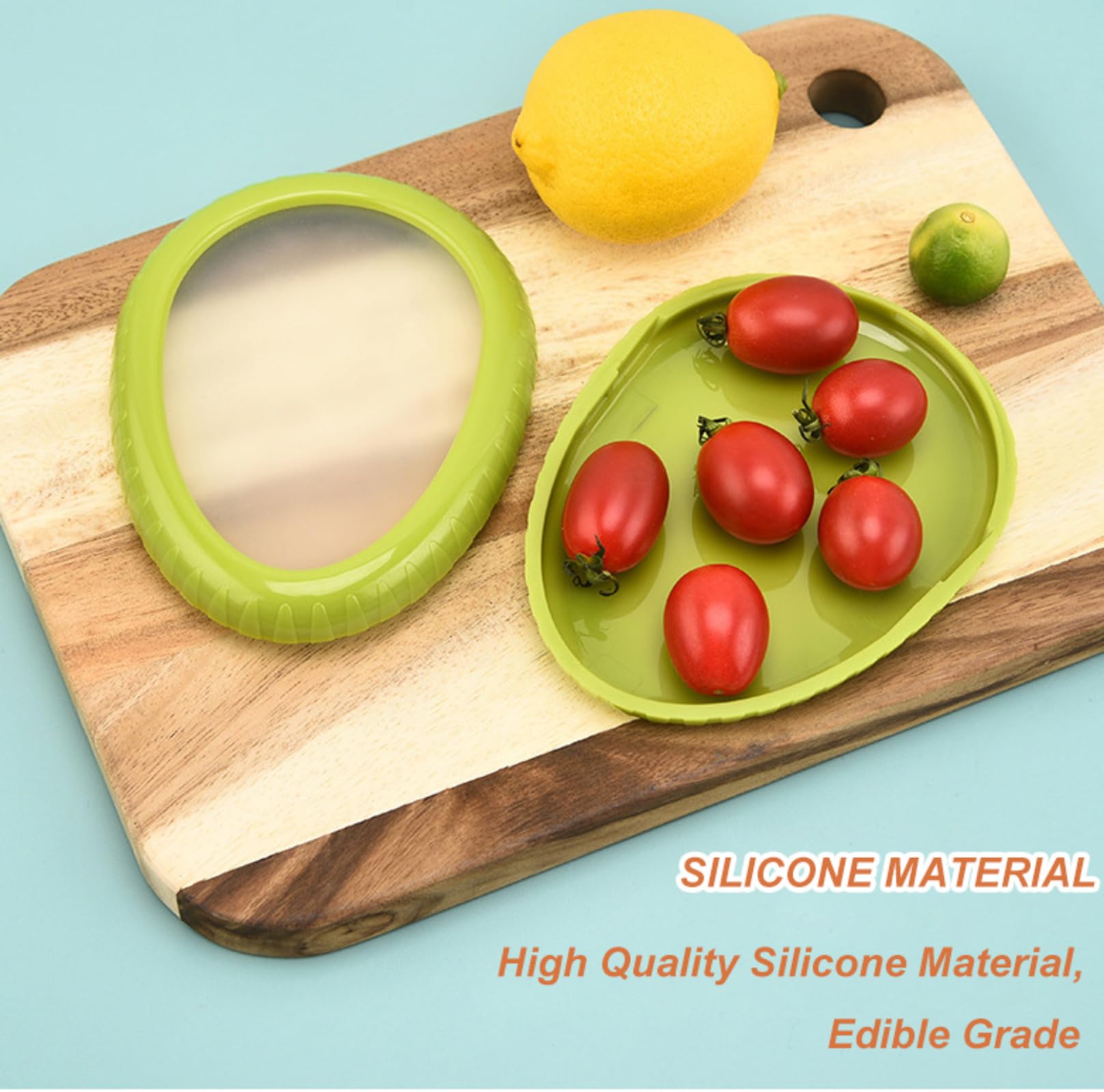 4-Pack Silicone Food Storage Containers - Reusable Airtight Fruit & Vegetable Keepers for Avocados, Onions, Lemons, Potatoes - BPA-Free Fridge Organizer for Freshness (Perfect for Meal Prep & Kitchen Storage)