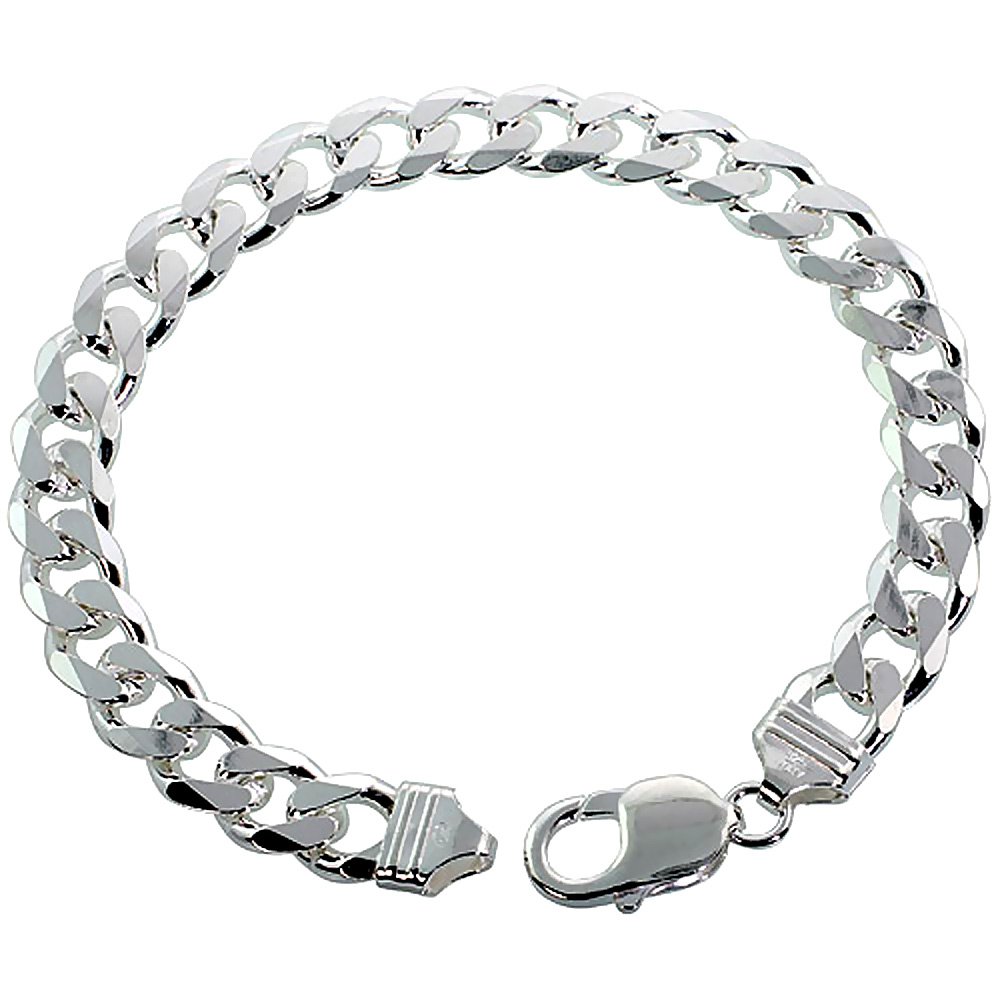 Sterling Silver 9mm Thick Cuban Link Chain Necklace & Bracelet Set for Men - Nickel Free, Beveled Edges, 7-36 Inch Adjustable - Perfect for Gifts, Parties, and Everyday Wear